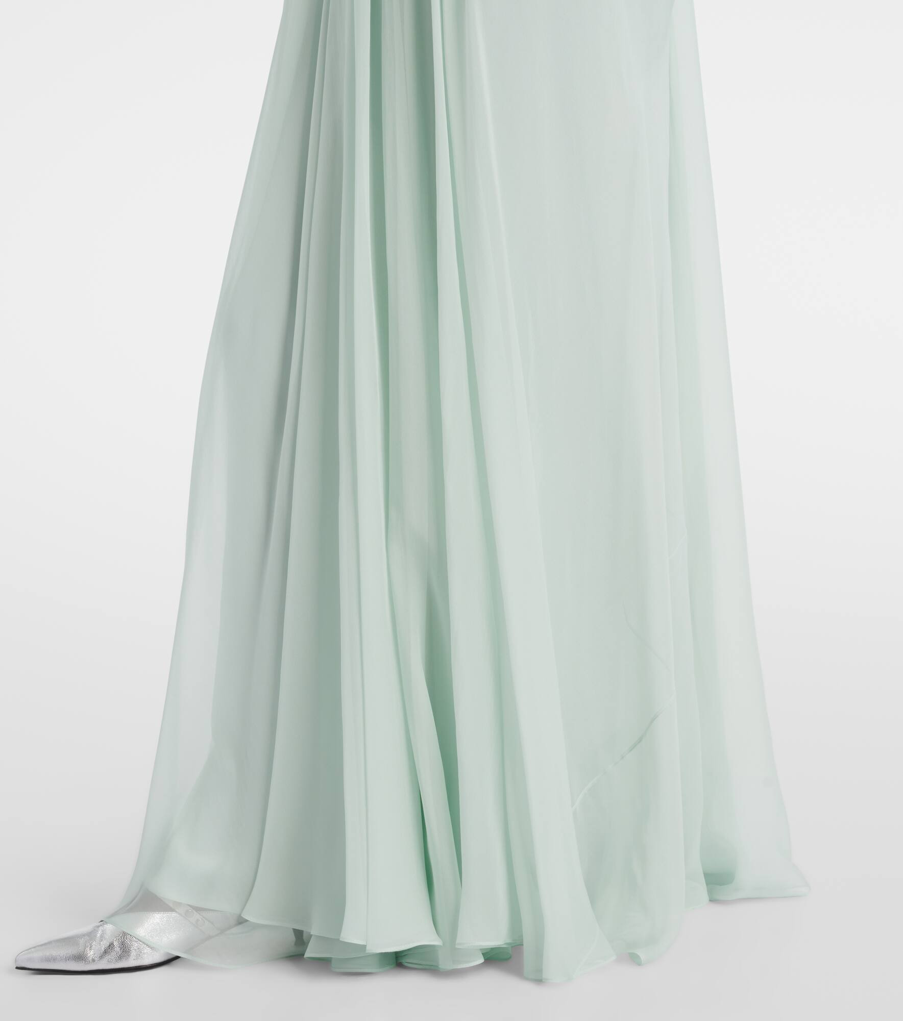 Draped silk chiffon bustier gown - 5