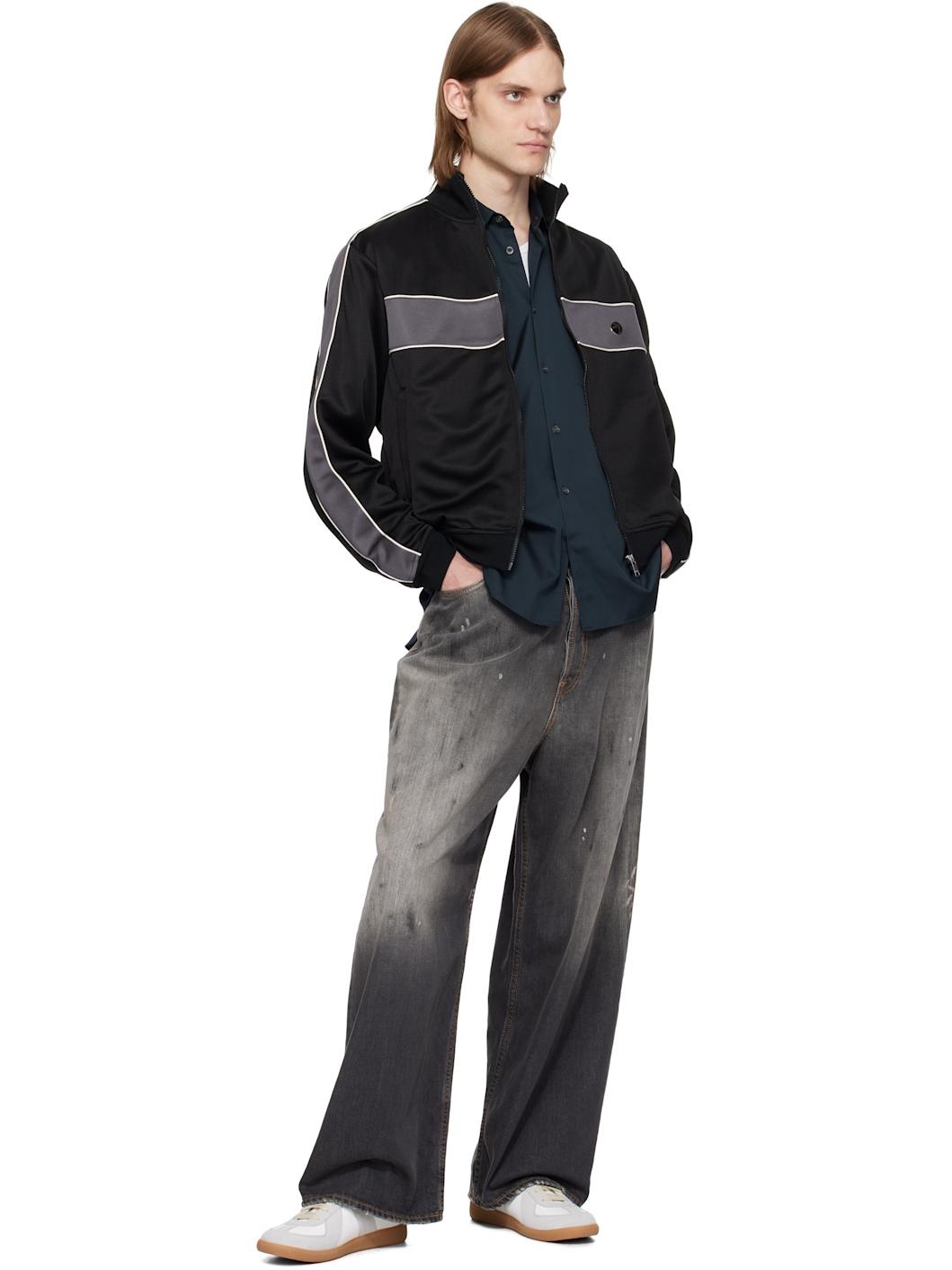 Black Paneled Track Jacket - 4