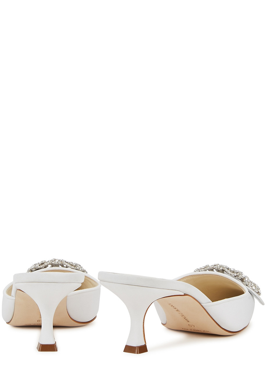 Maysale 50 white satin mules - 3