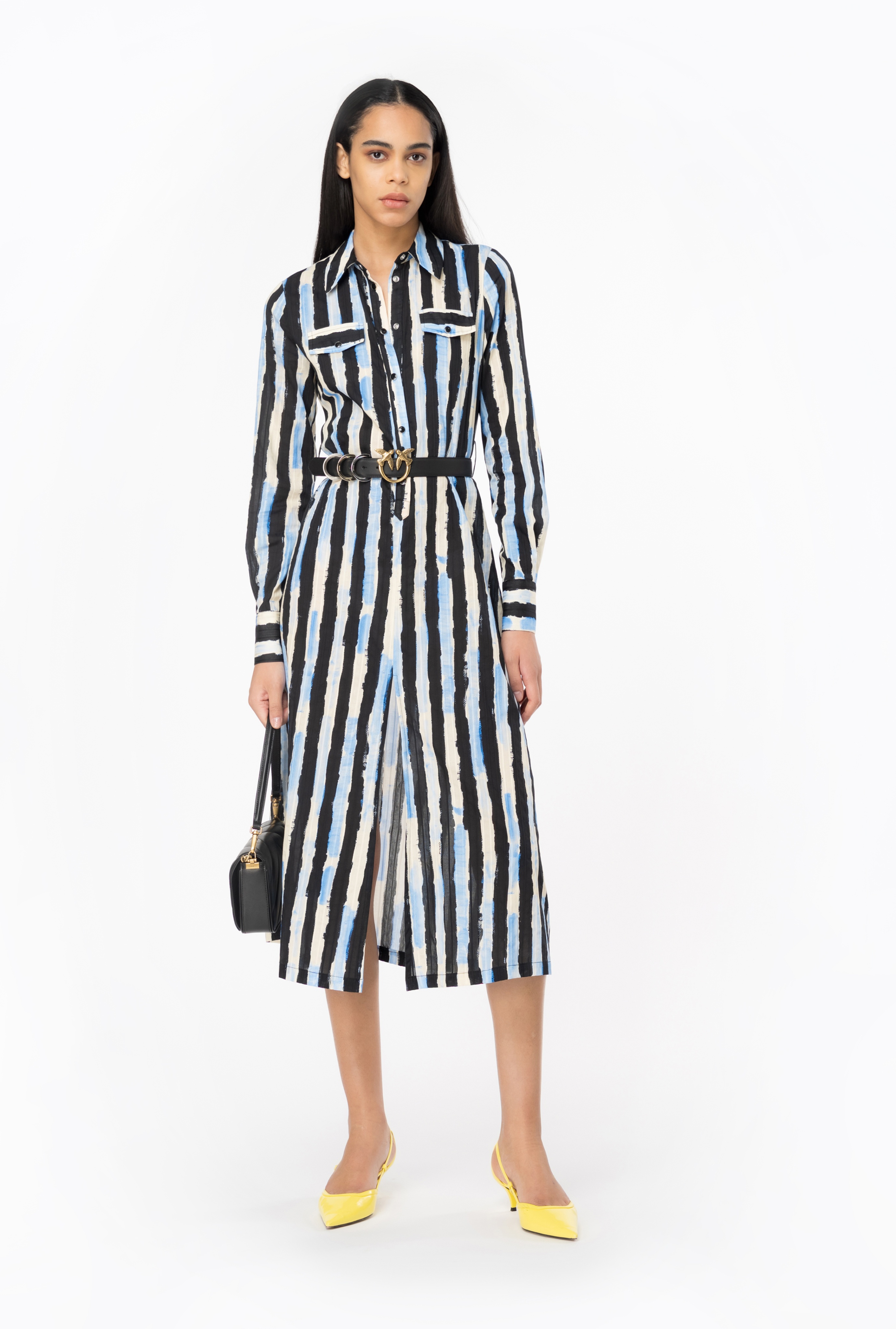 SHIRT DRESS WITH PAINT-STRIPE PRINT - 2