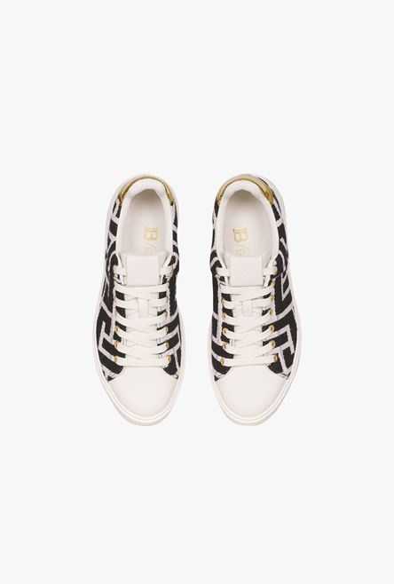 Bicolor white and black jacquard B-Court sneakers - 4