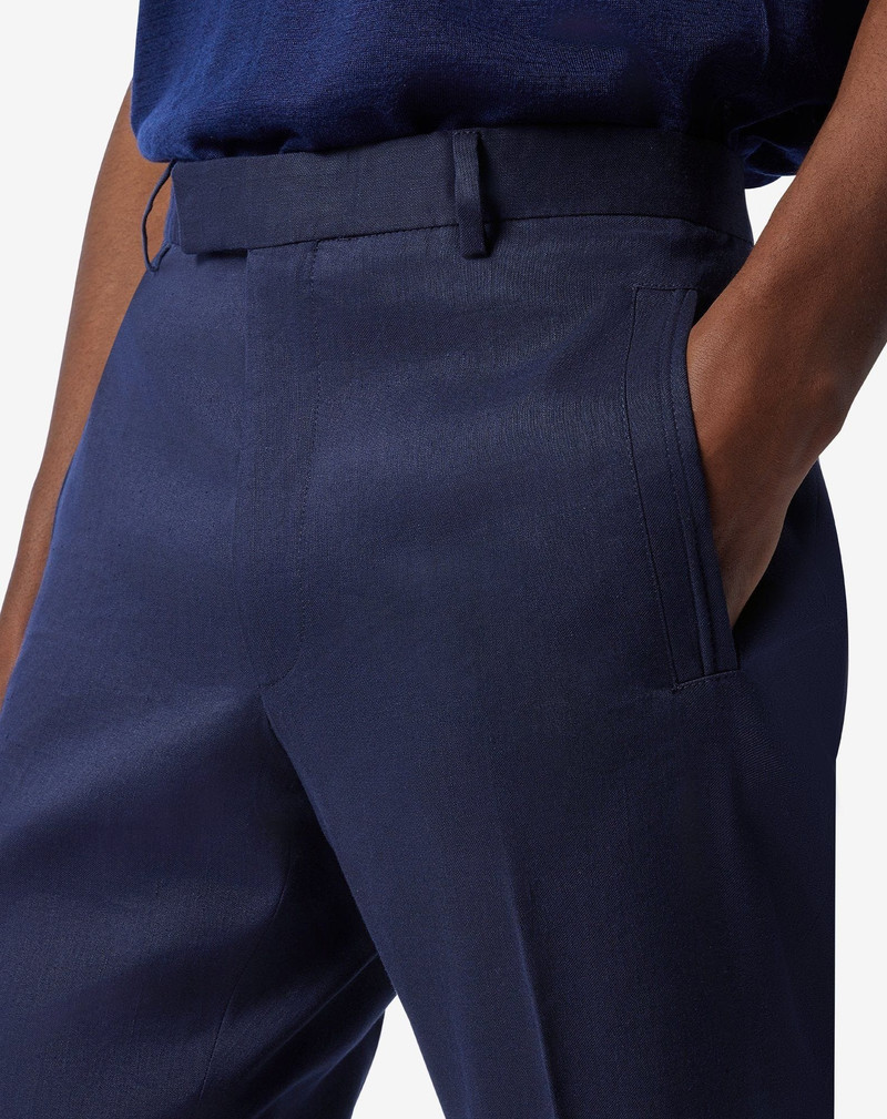Blue linen, wool and mohair chinos 5