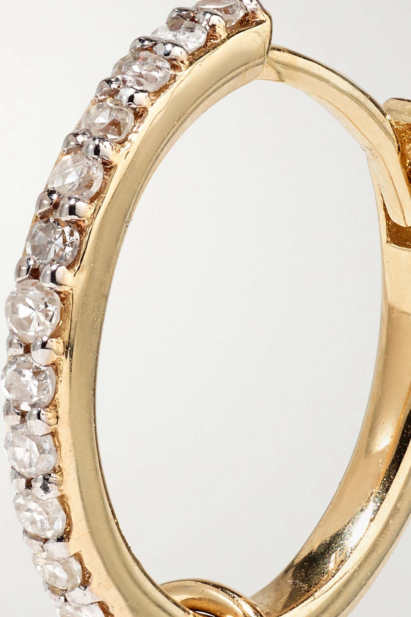 14-karat gold, diamond and pearl hoop earrings - 5