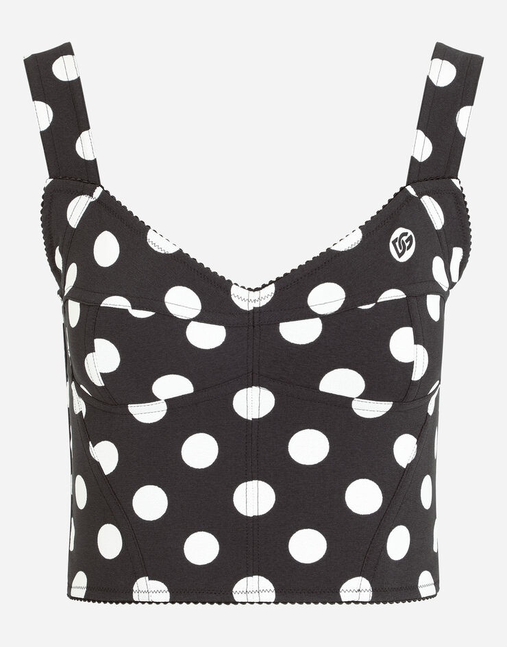 Stretch cady bustier with polka-dot print - 3