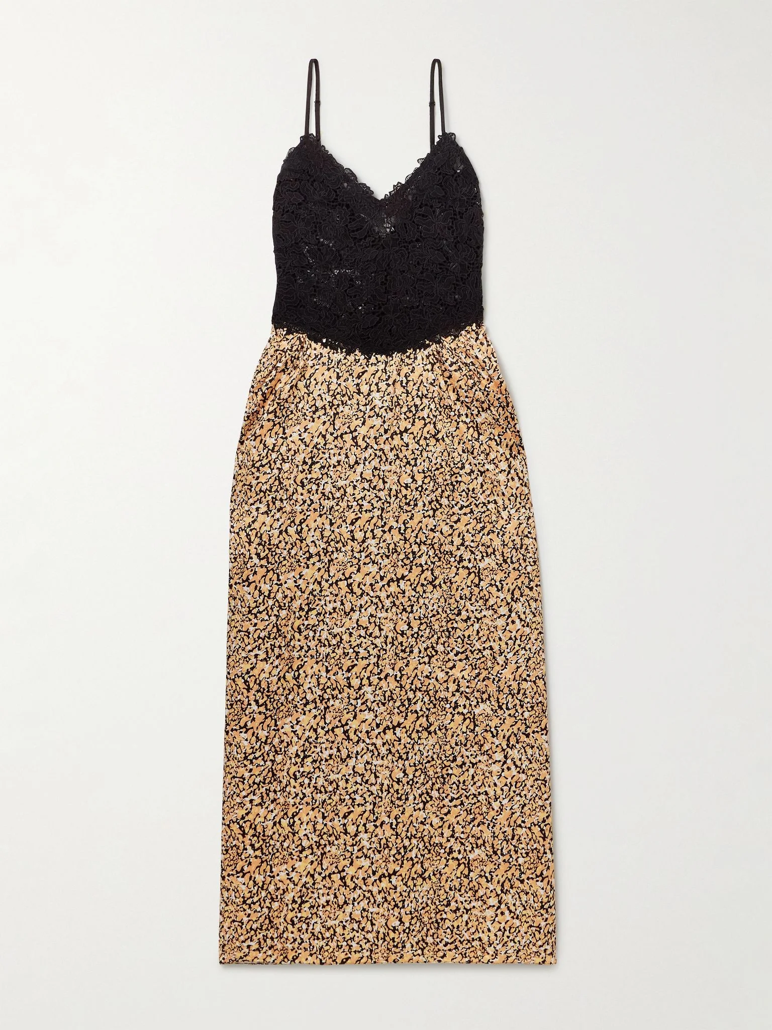 Petra lace and printed satin maxi dress Beige - 1