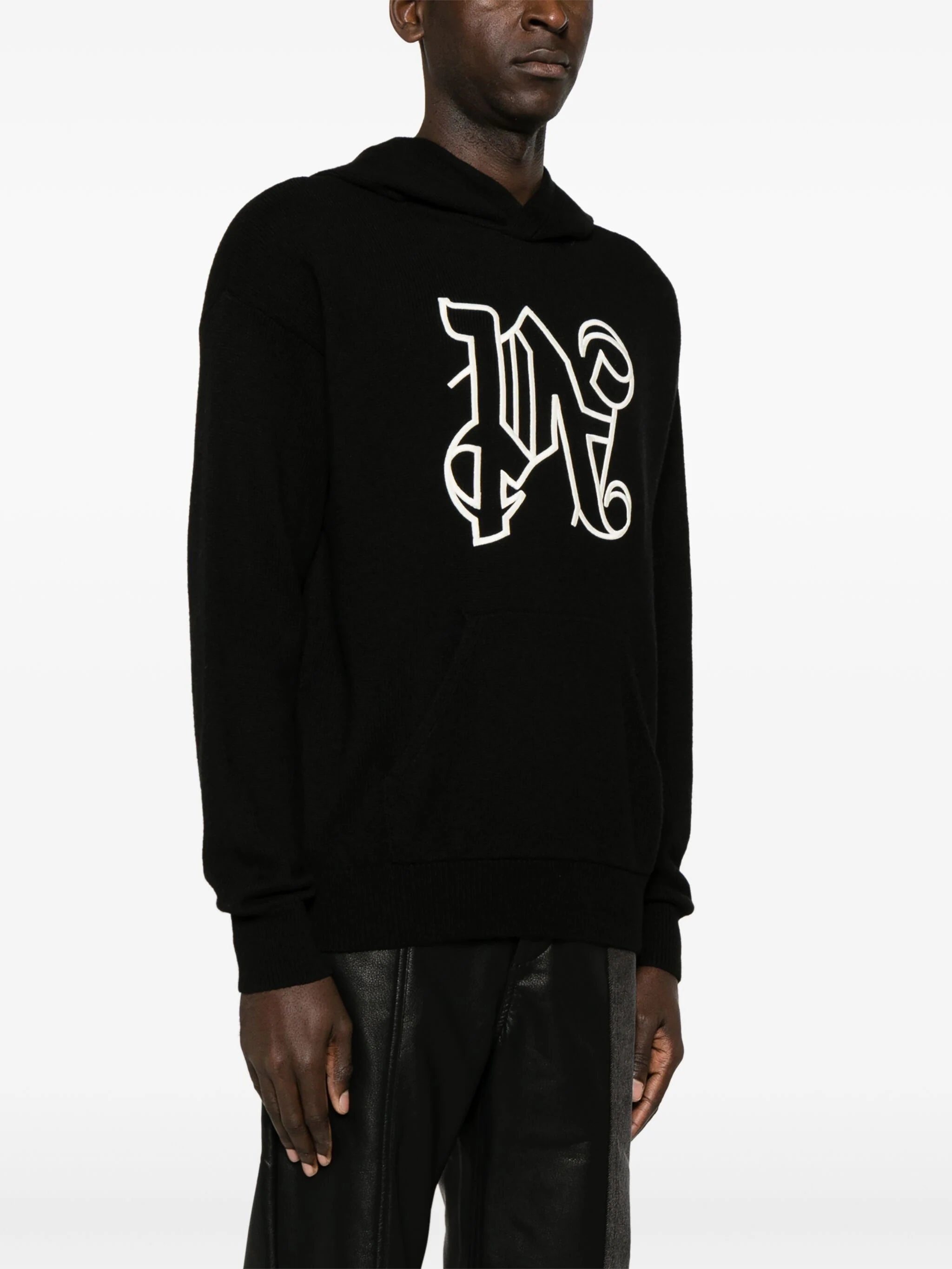 MONOGRAM-EMBROIDERED KNITTED HOODIE - 3
