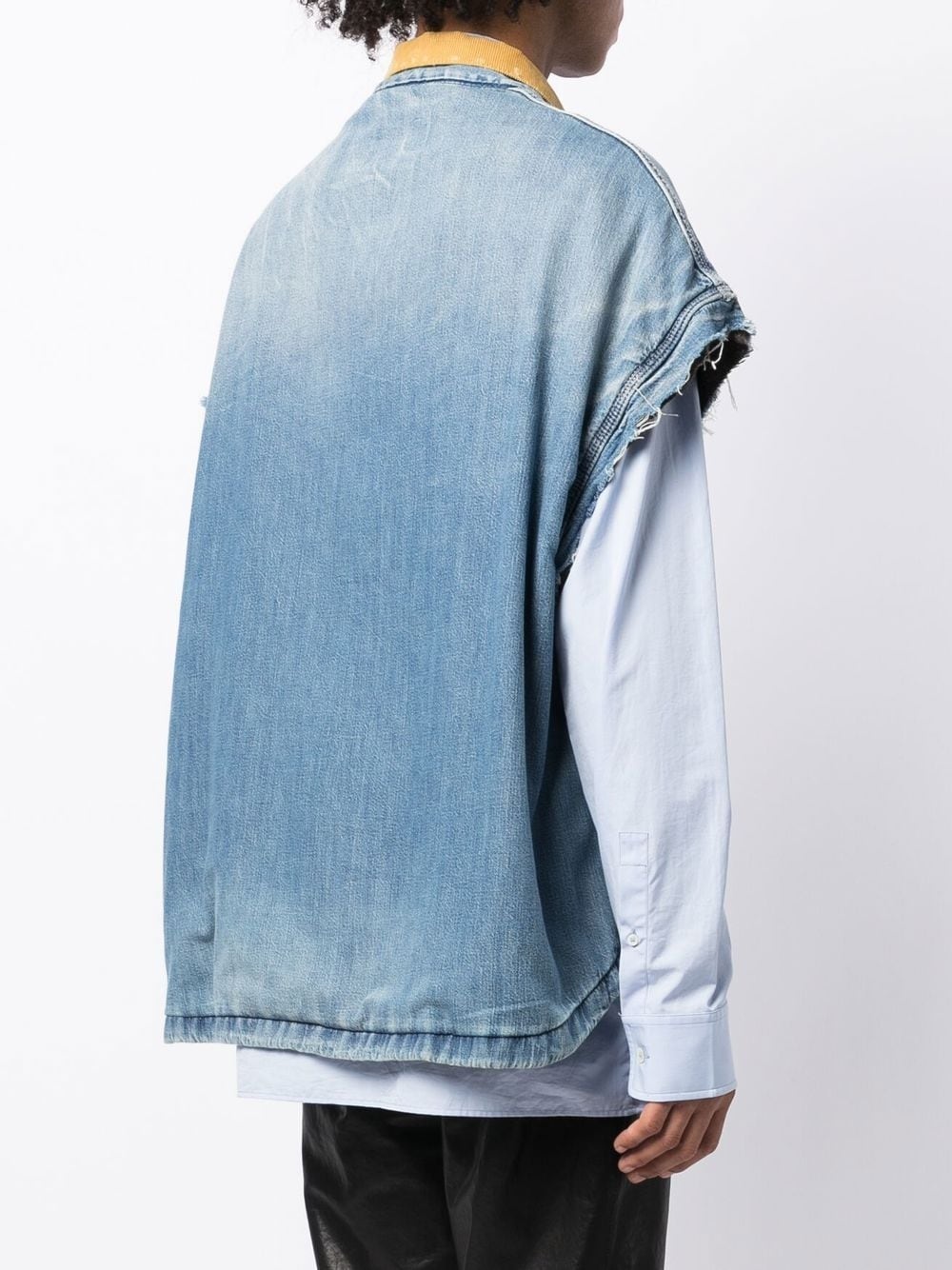 raw-edge denim vest - 4