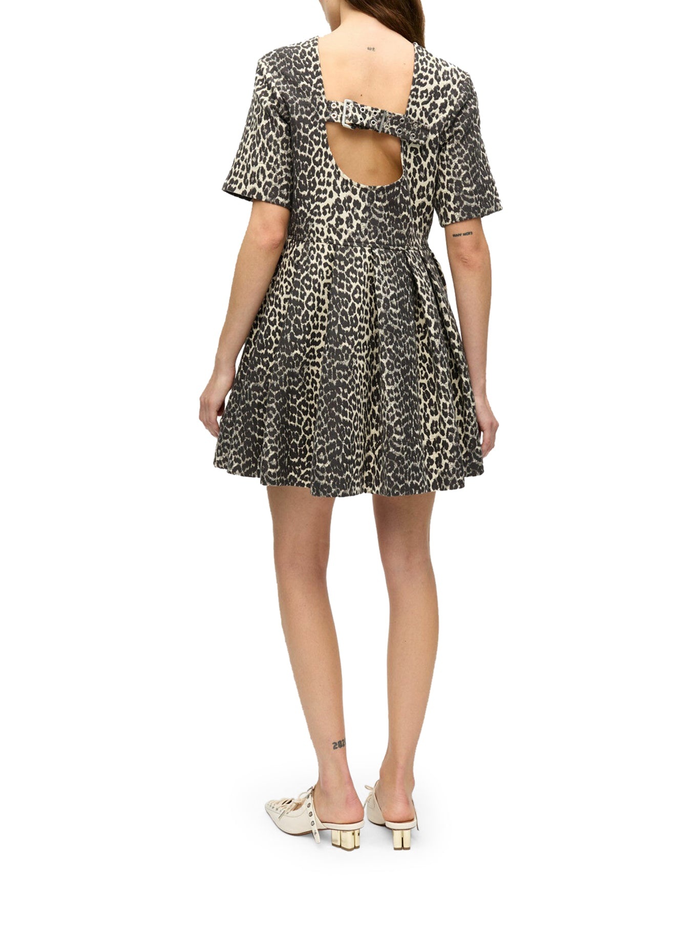 LEOPARD COTTON TWEED MINI DRESS - 3