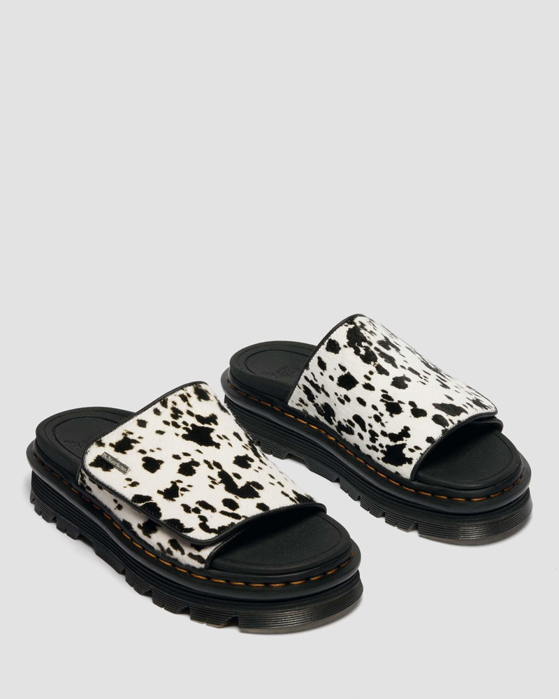 Zebzag Slides Dalmatian Hair On Leather Strap Platform Sandals 8