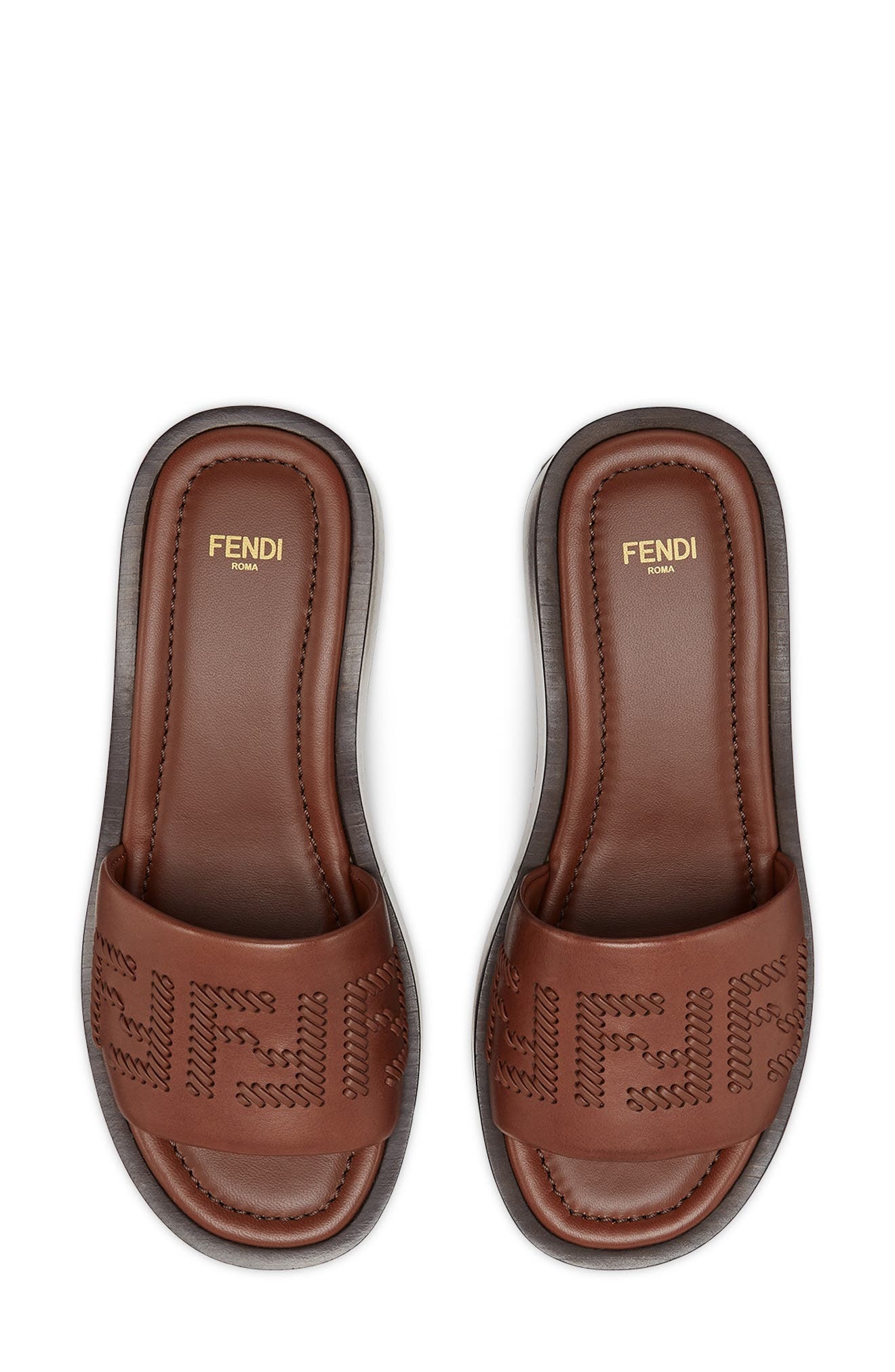Fendi Sunshine Flatform Slide Sandal in F1Stj Drk Ghianda Ghianda at Nordstrom - 3