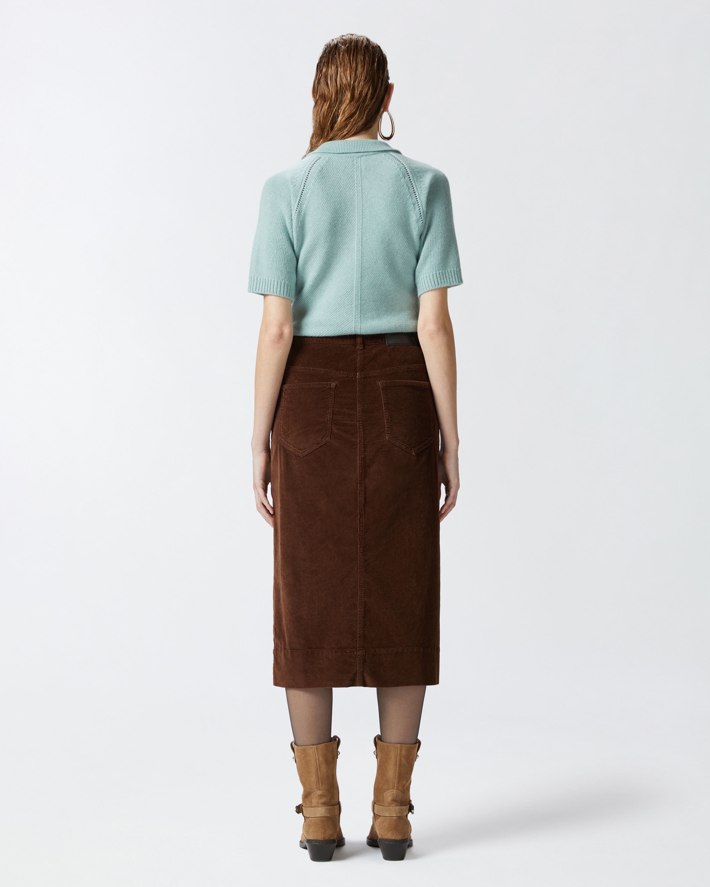 CORDUROY MIDI SKIRT WITH SLIT - 5
