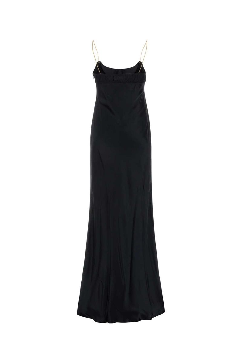 ワンピース MiuMiu LONG DRESS (MF5236SOOOD92 F0002) Black Long Satin Dress | Miu Miu