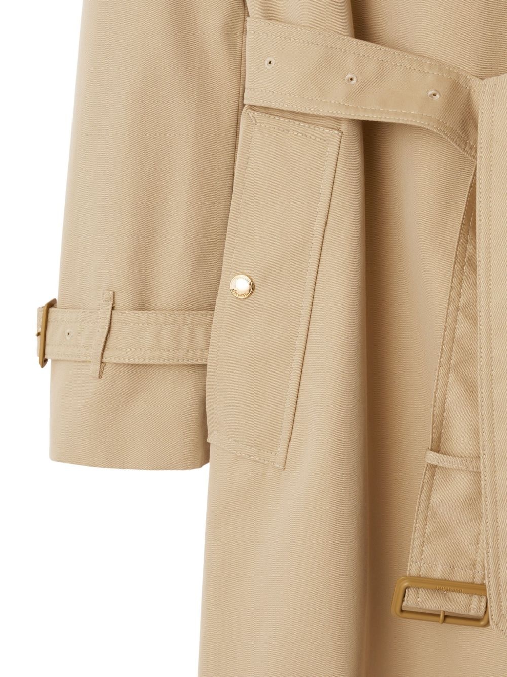 plaid-collar gabardine trench coat - 5