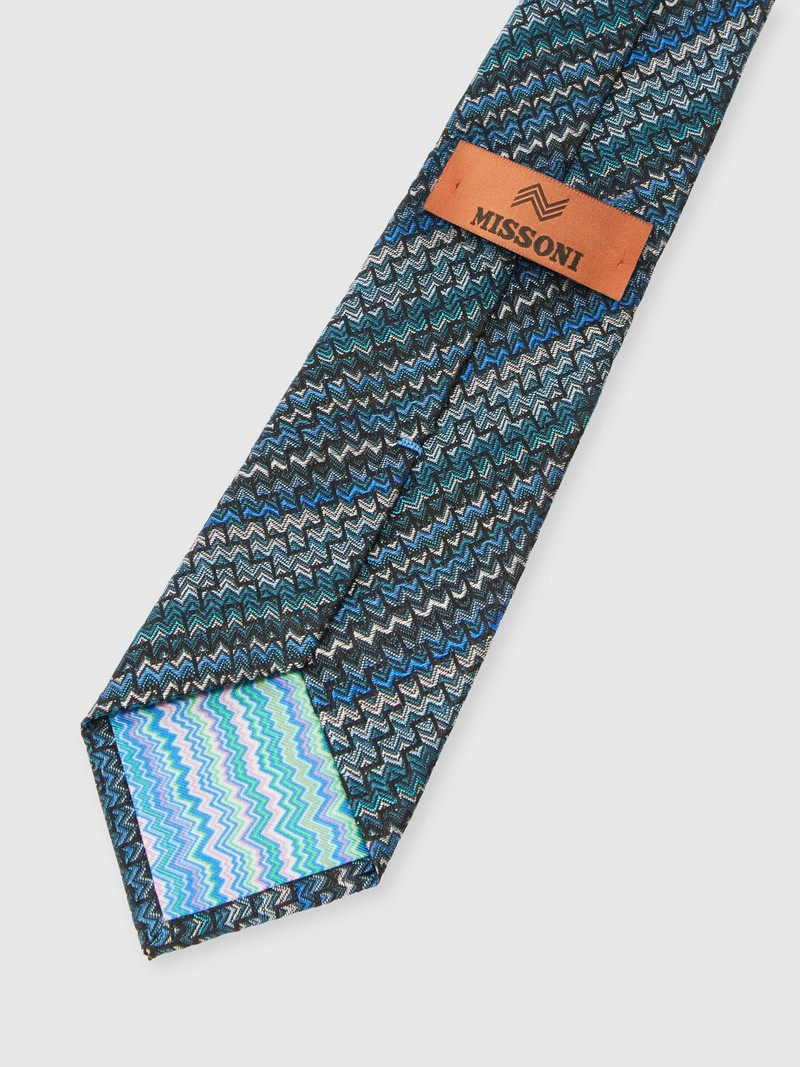 100% Silk Tie with Zigzag Embroidery 3