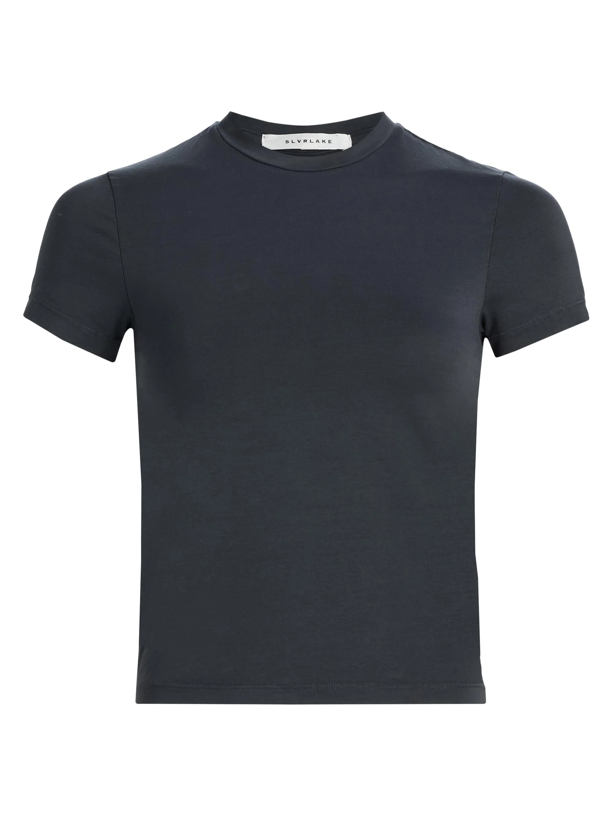 Women's Fitted Stretch-Cotton Crop T-Shirt - Washed Black - 1