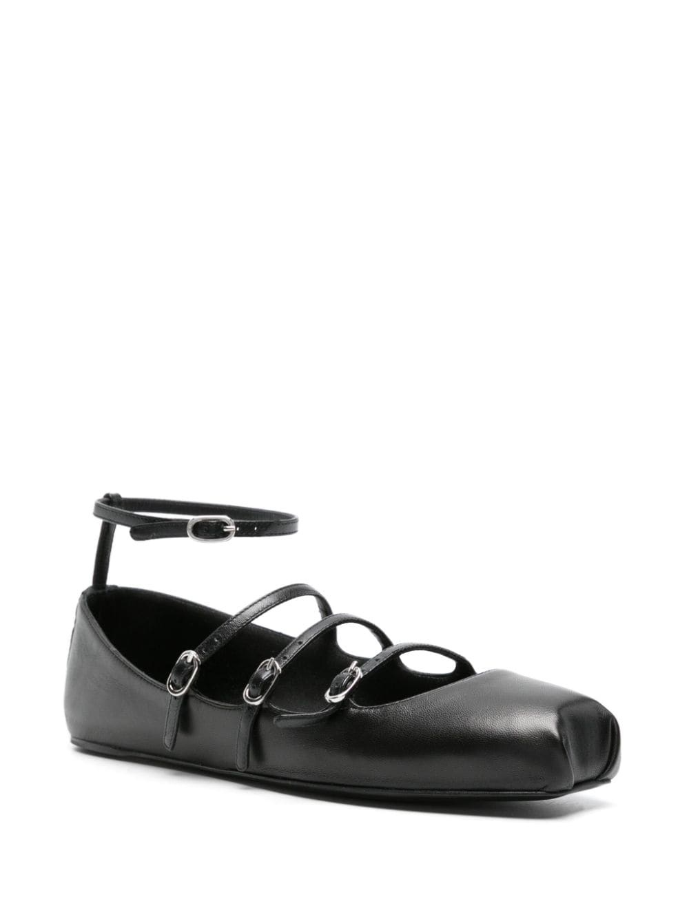 buckled-straps leather ballerina shoes - 2