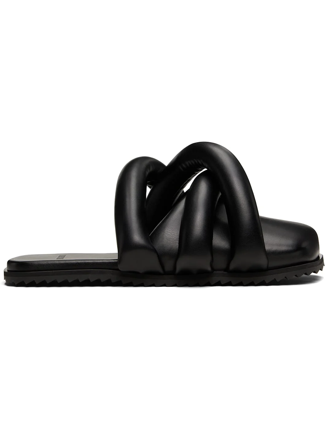Black Closed Toe Tyre Slide Loafers - 1