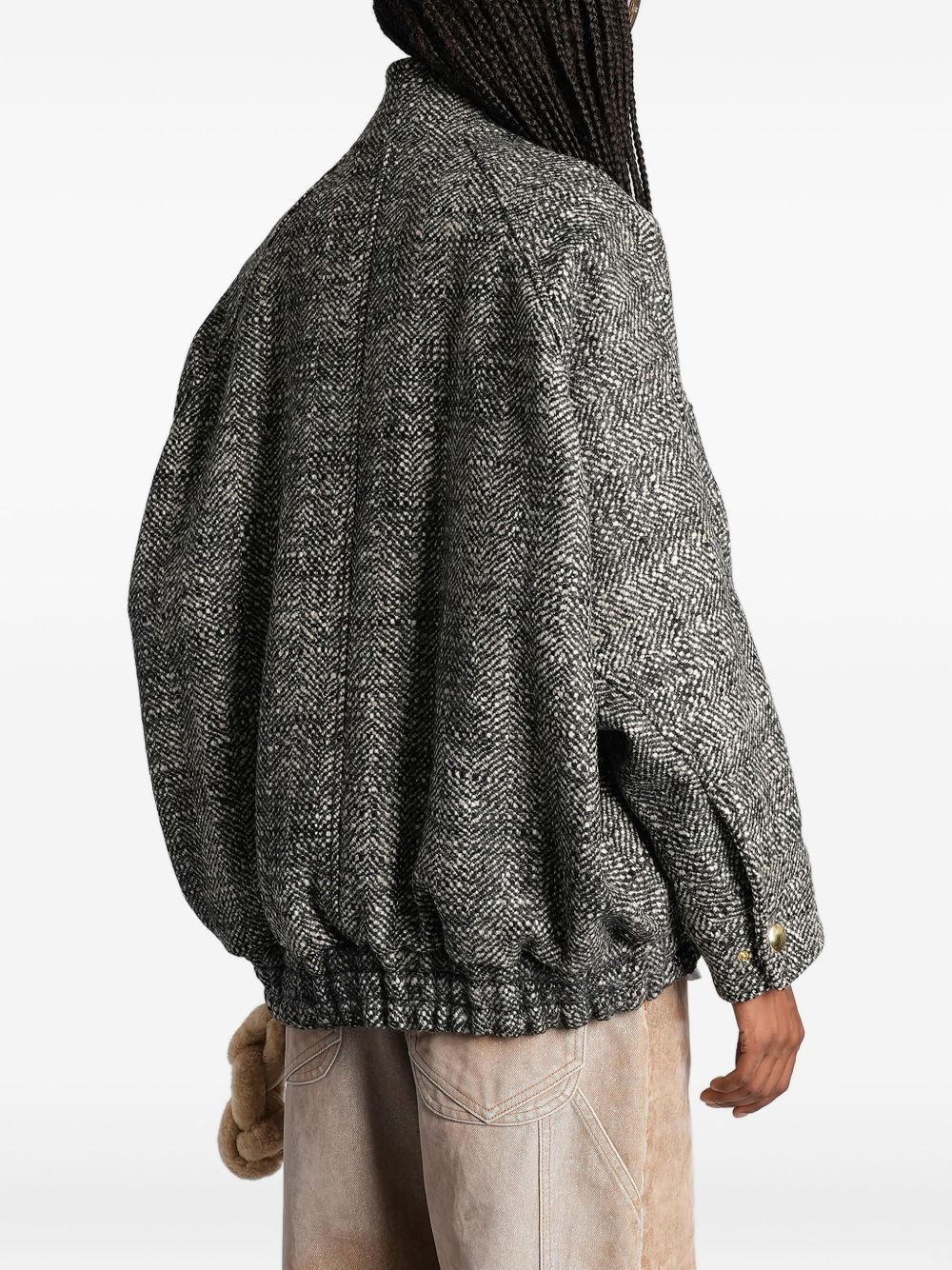 herringbone-pattern bomber jacket - 4