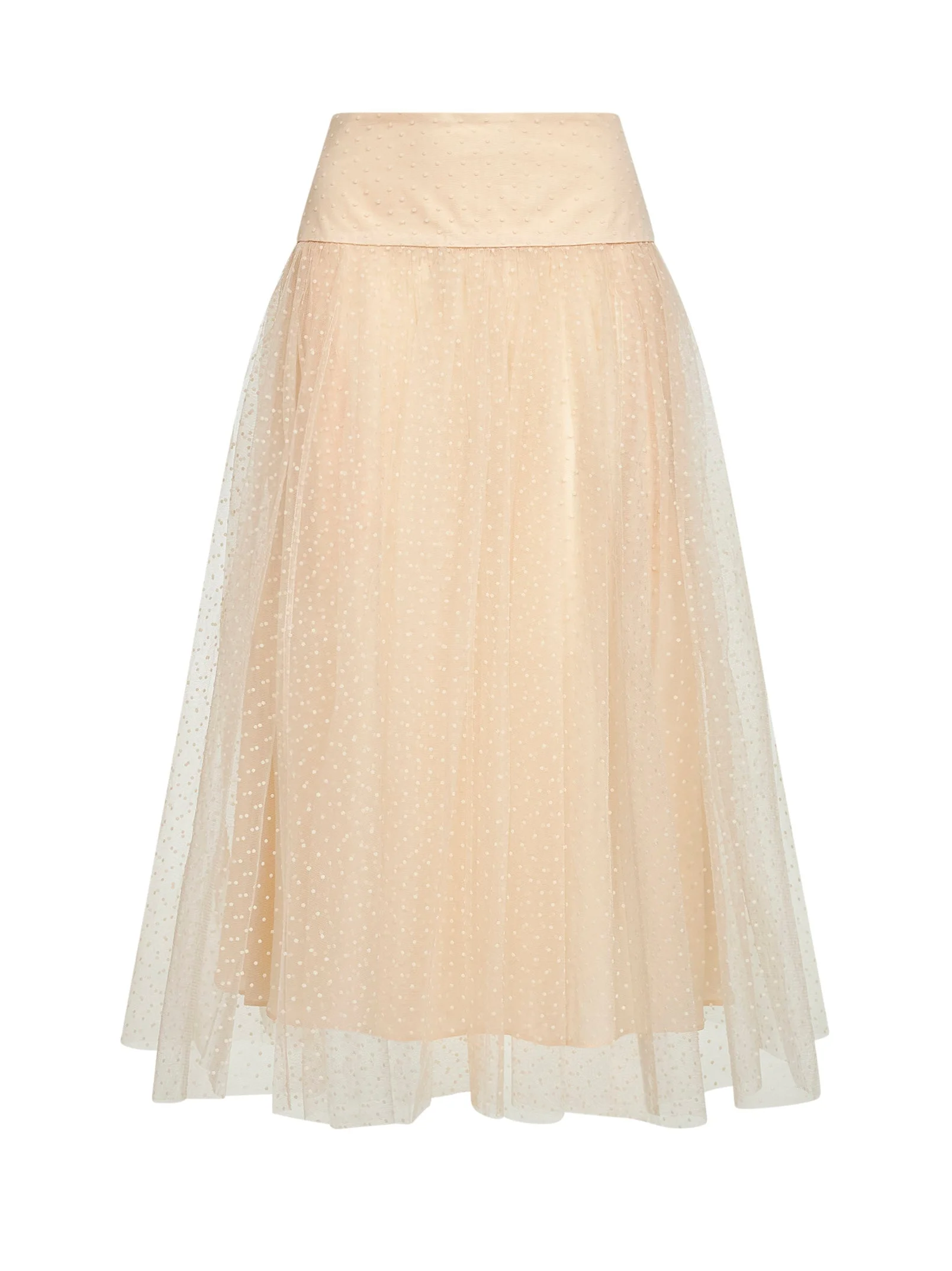 Cream polka dot tulle midi skirt - 1