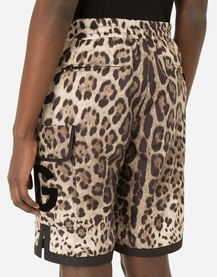 Leopard-print nylon shorts with DG patch - 6