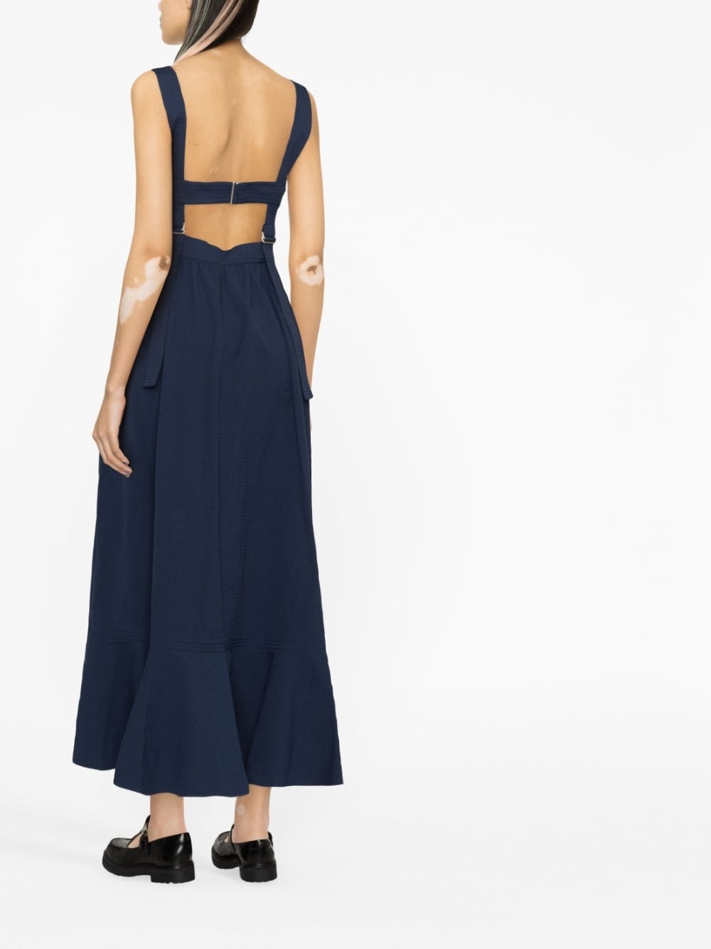 open-back frilled midi dress - 3