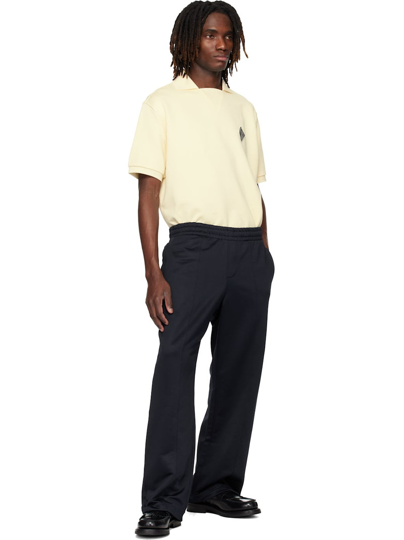 Beige Loose Fit Badge Accent Fleece Polo 5