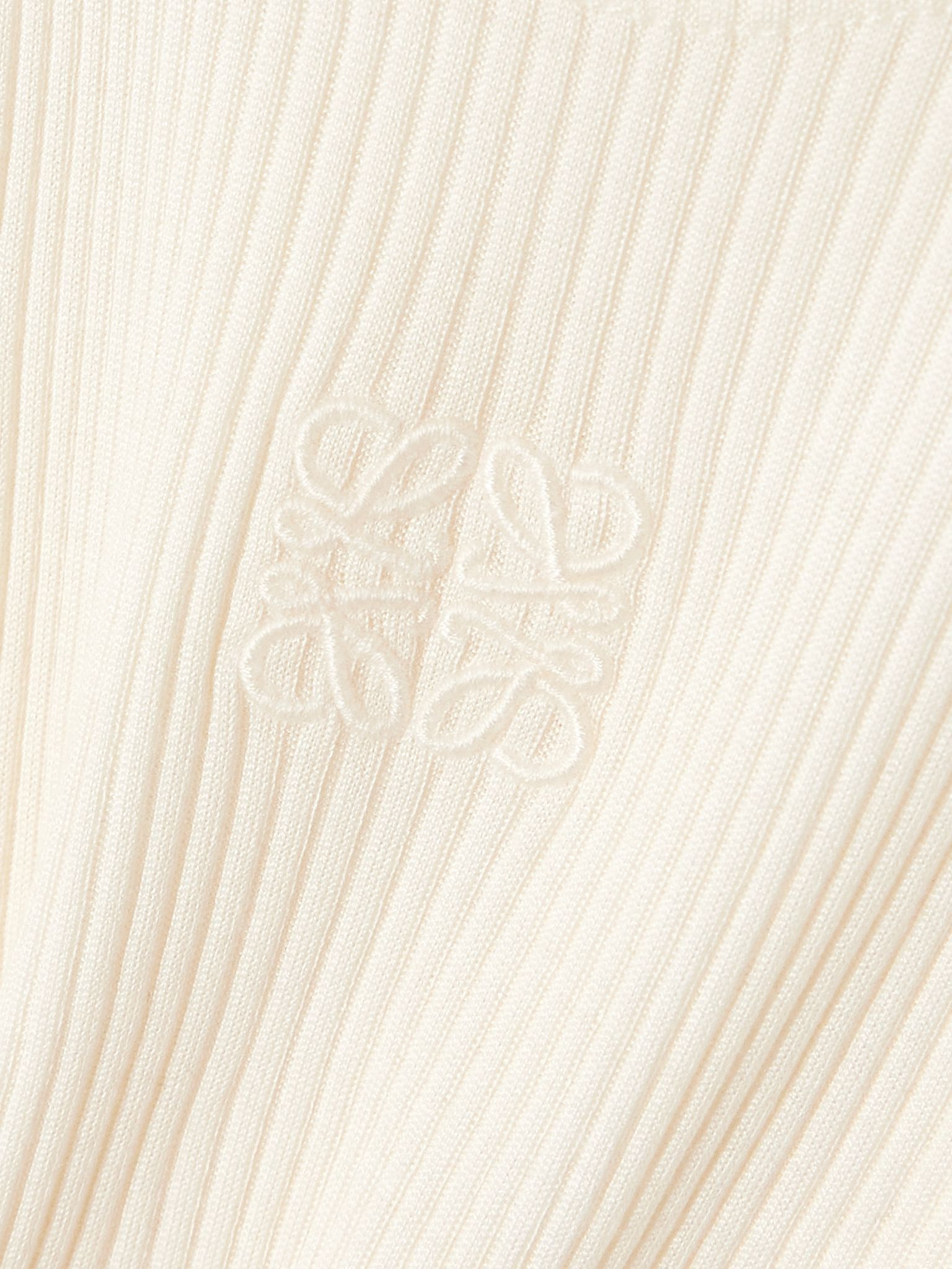 Anagram embroidered ribbed silk-jersey tank White - 5