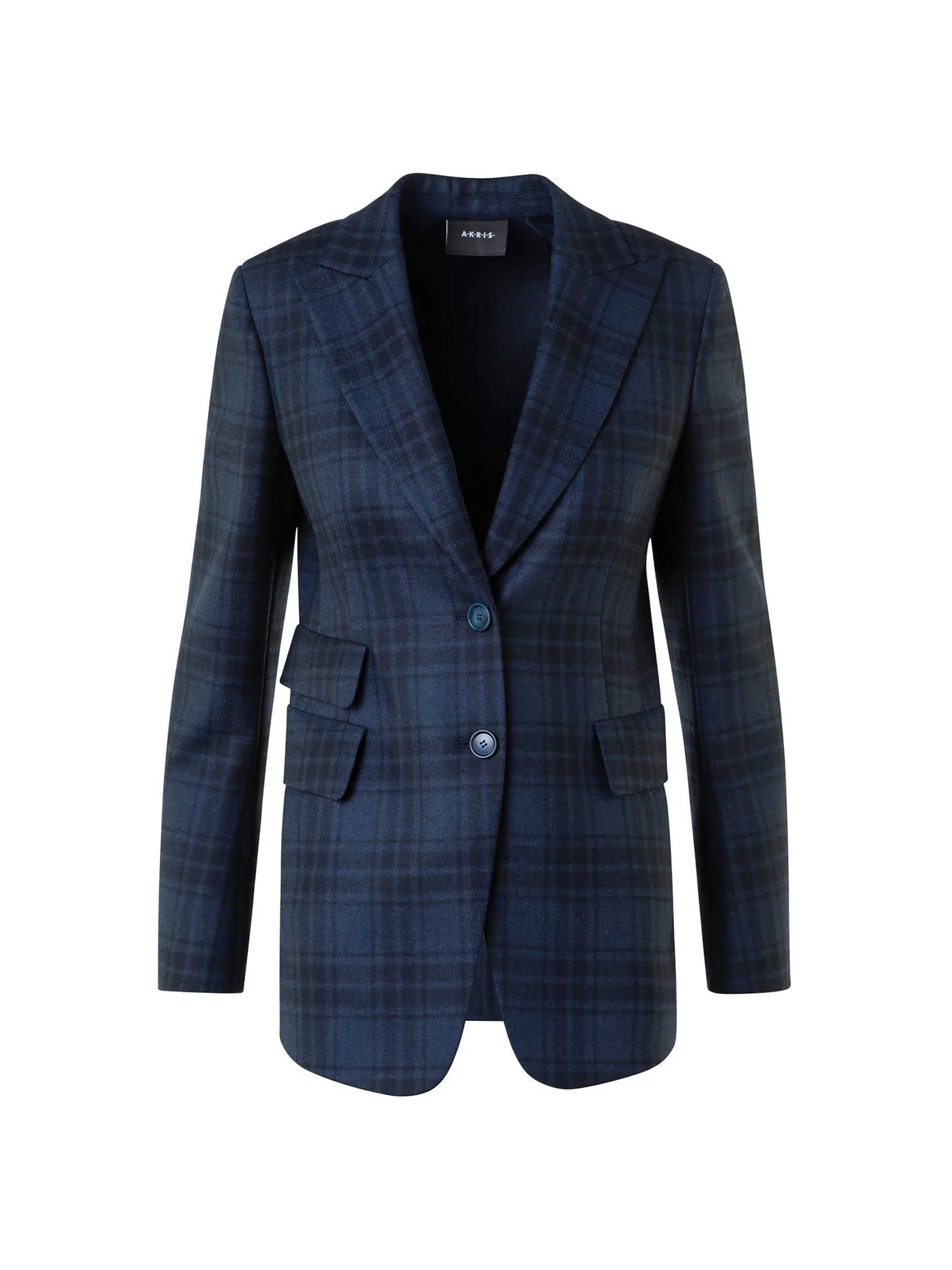 Women's Percival Plaid Wool Blazer - Denim Black - 1