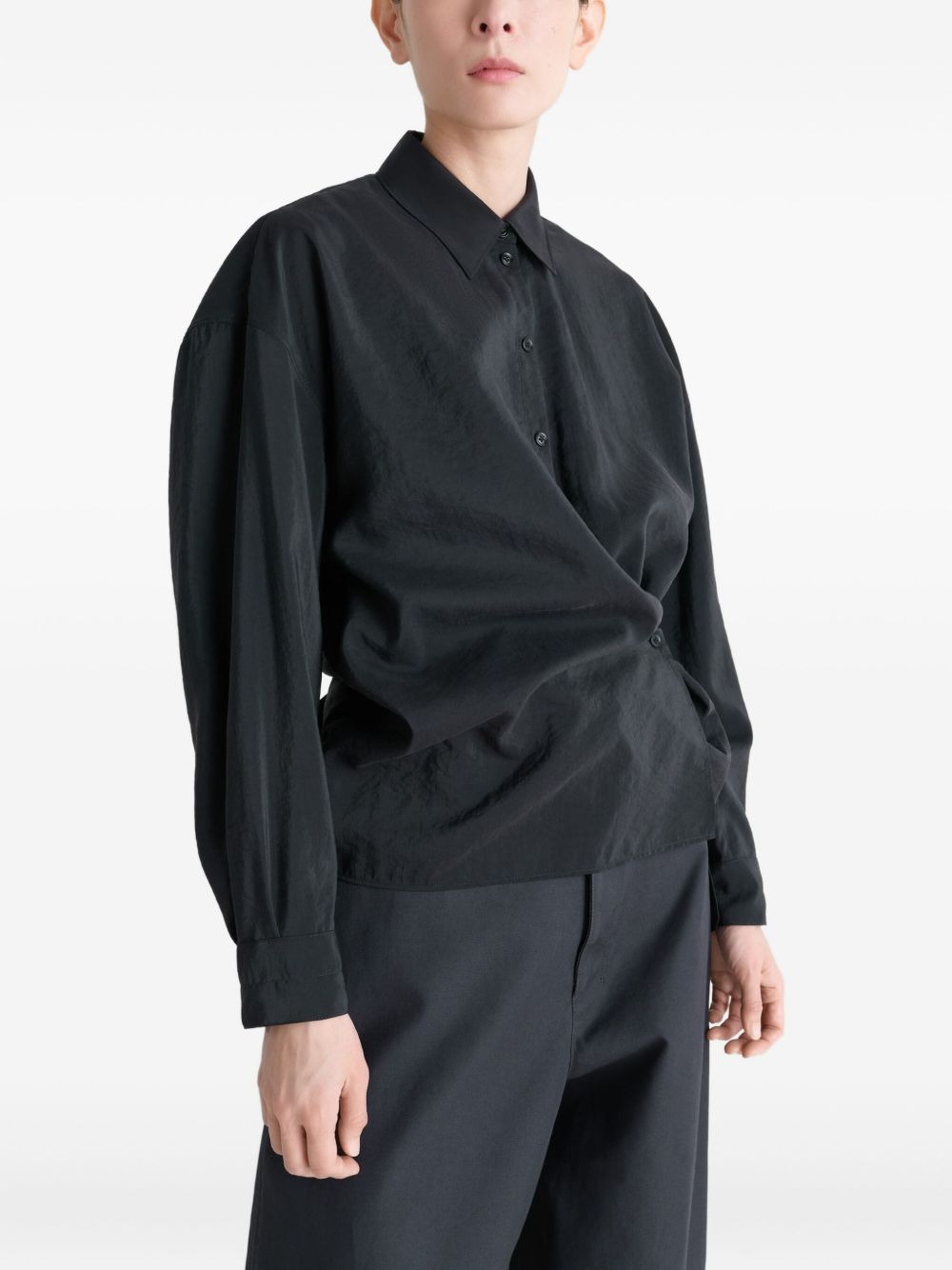 twisted-detail polo-collar shirt - 4