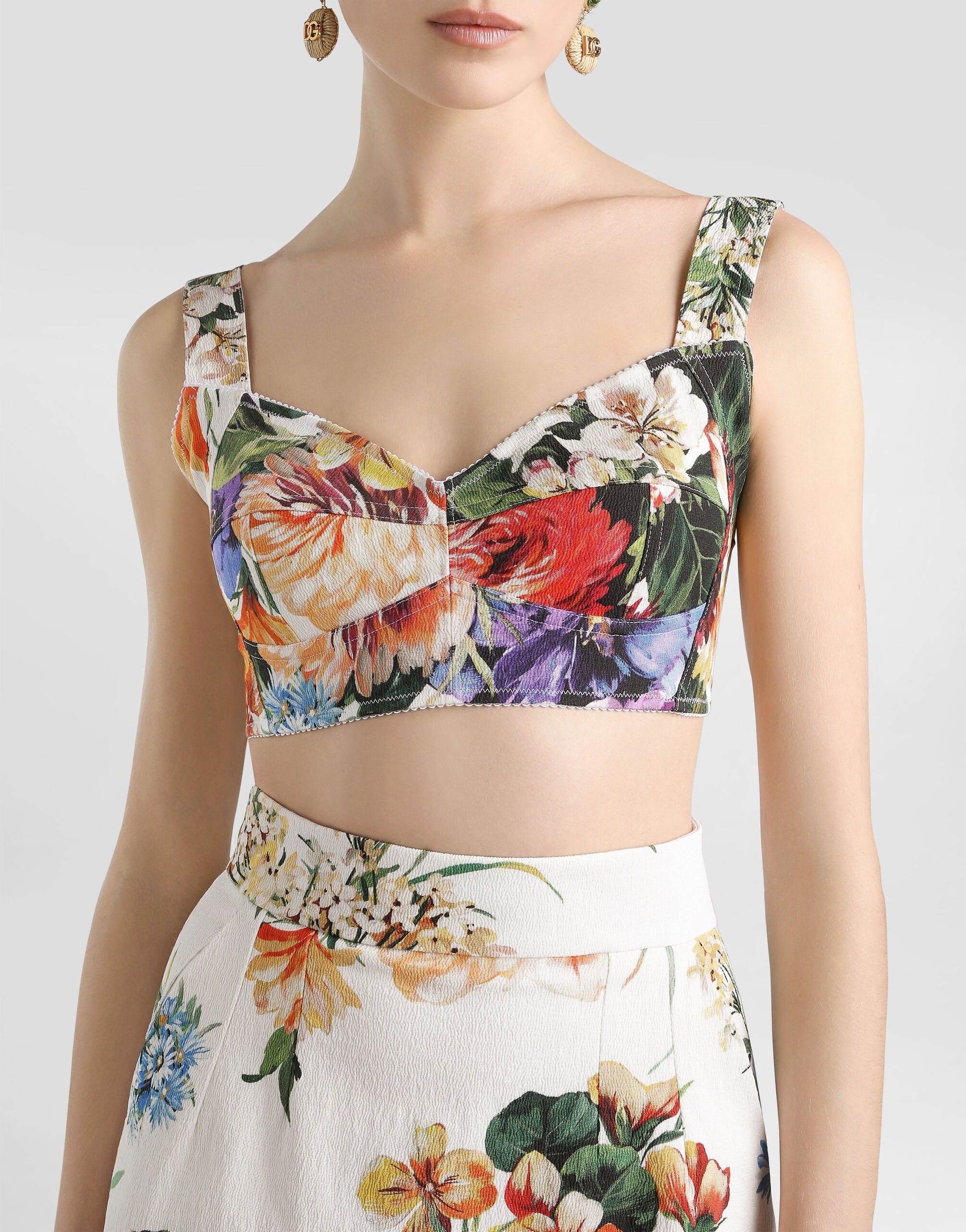 Flower bouquet-print bustier top - 5