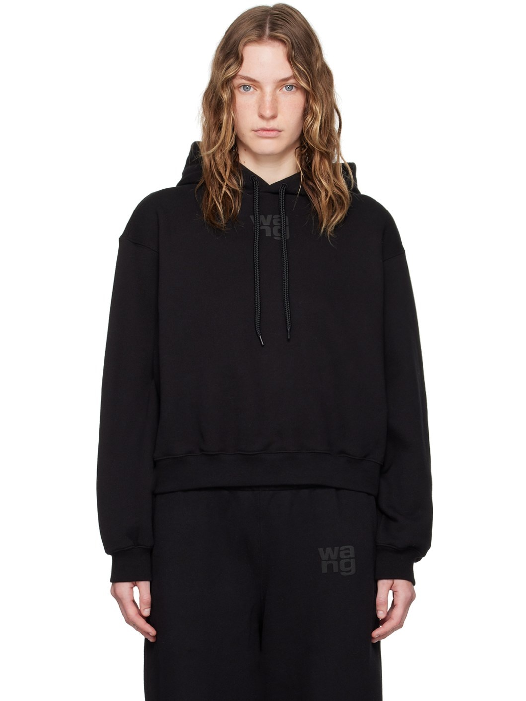 Black Bonded Puff Logo Hoodie - 1