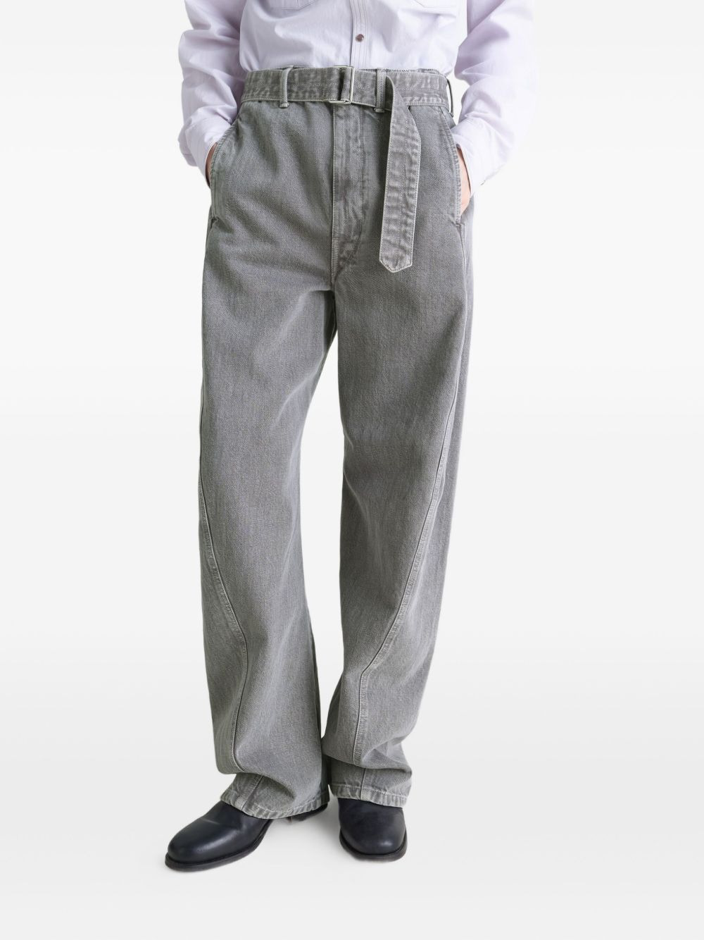 buckle-closure panelled trousers - 3