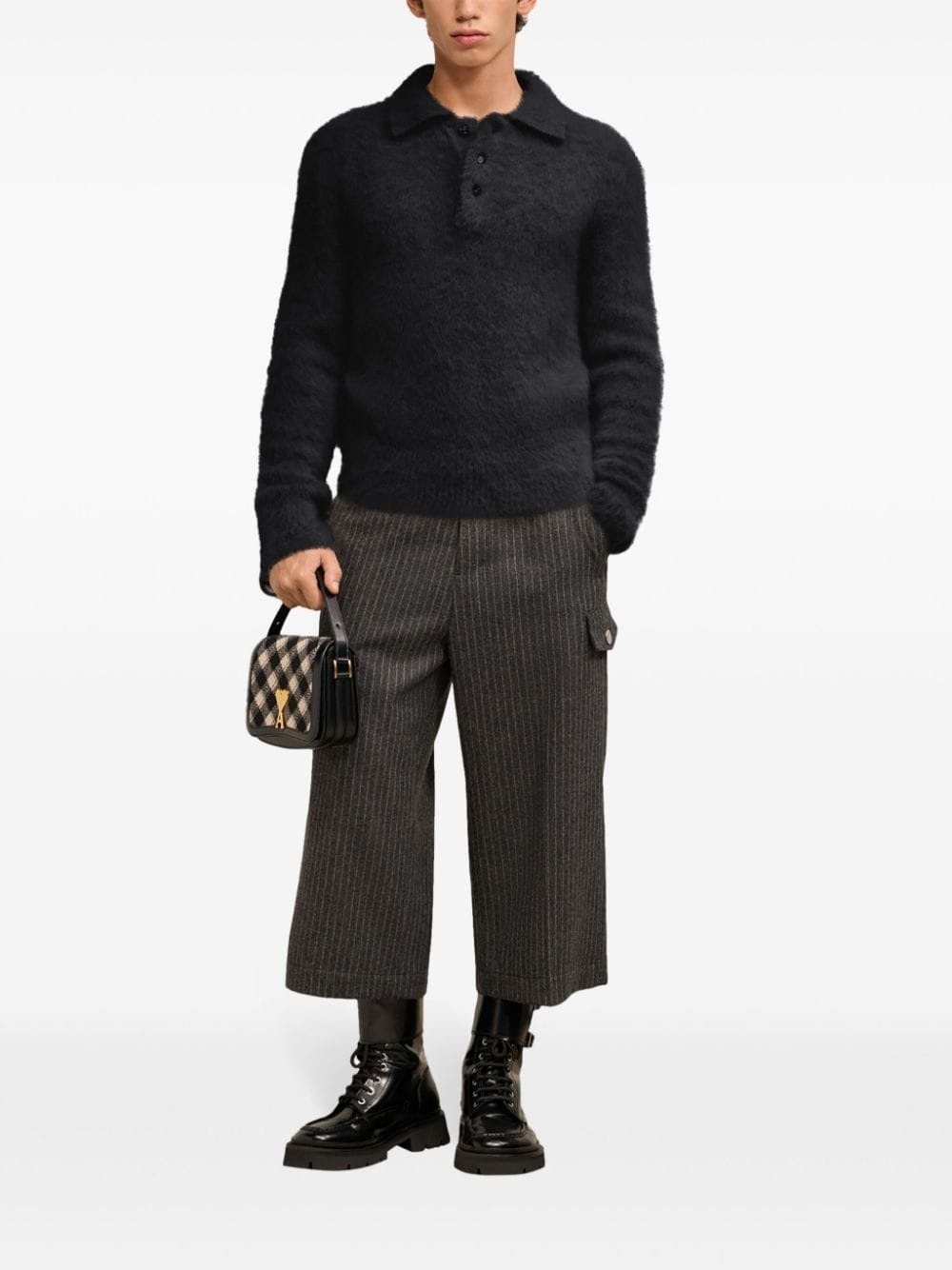 brushed-effect polo top - 2