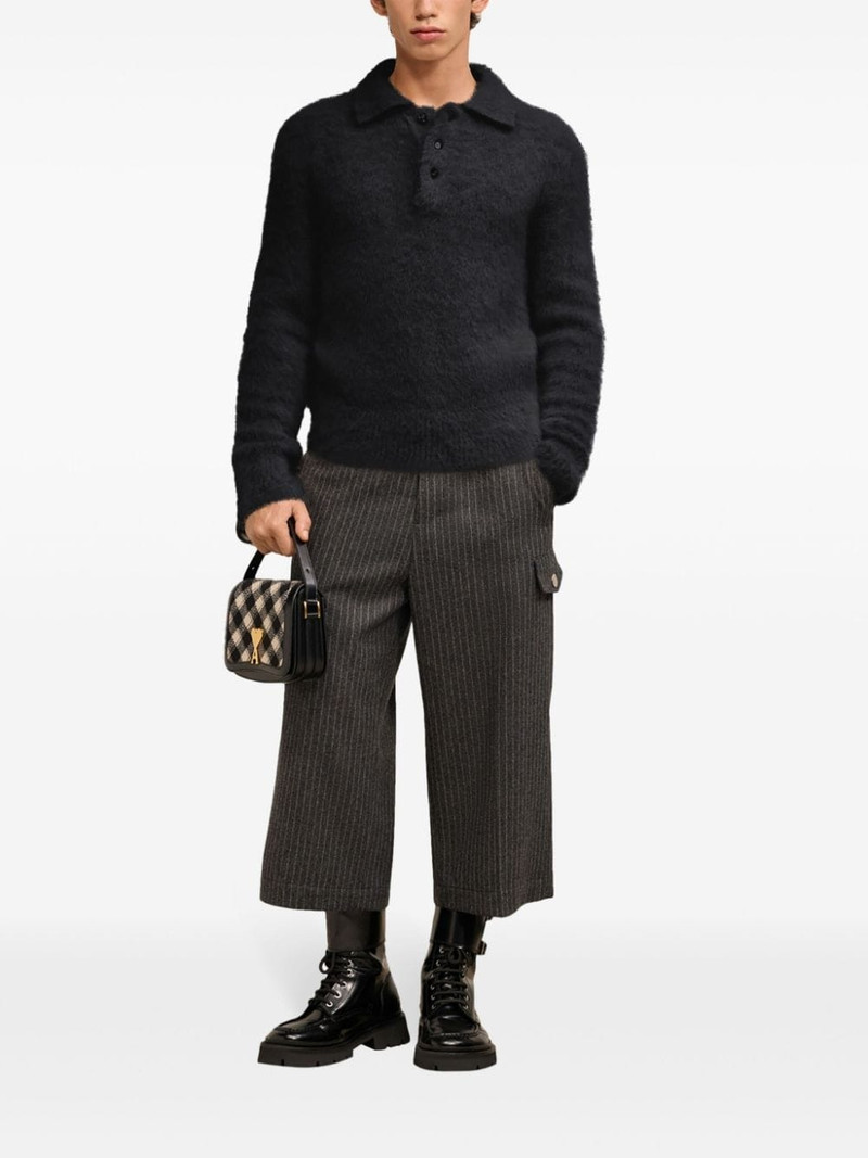 AMI Paris brushed-effect polo top outlook