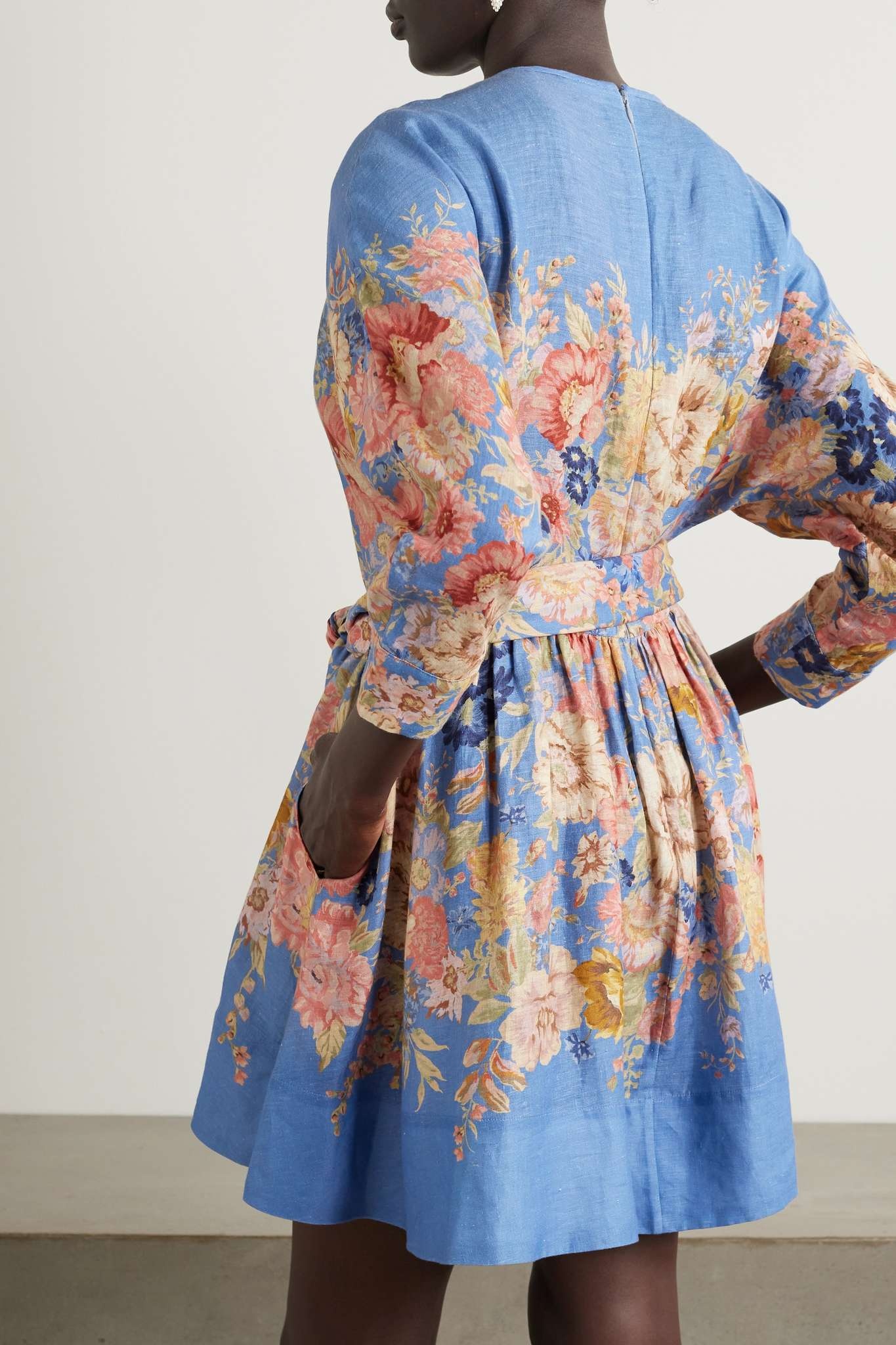 + NET SUSTAIN August belted floral-print linen mini dress - 4