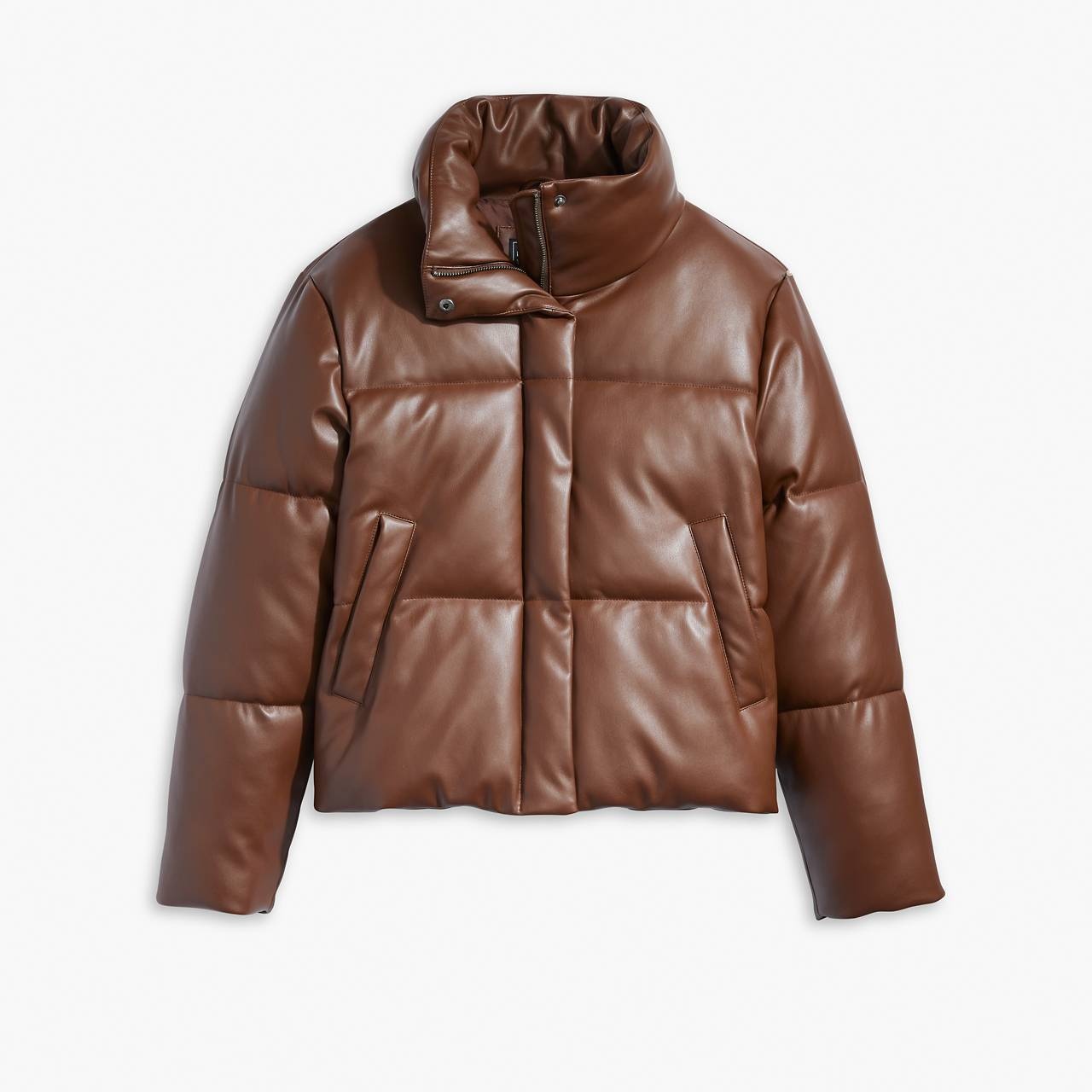 FAUX LEATHER PUFFER JACKET - 1