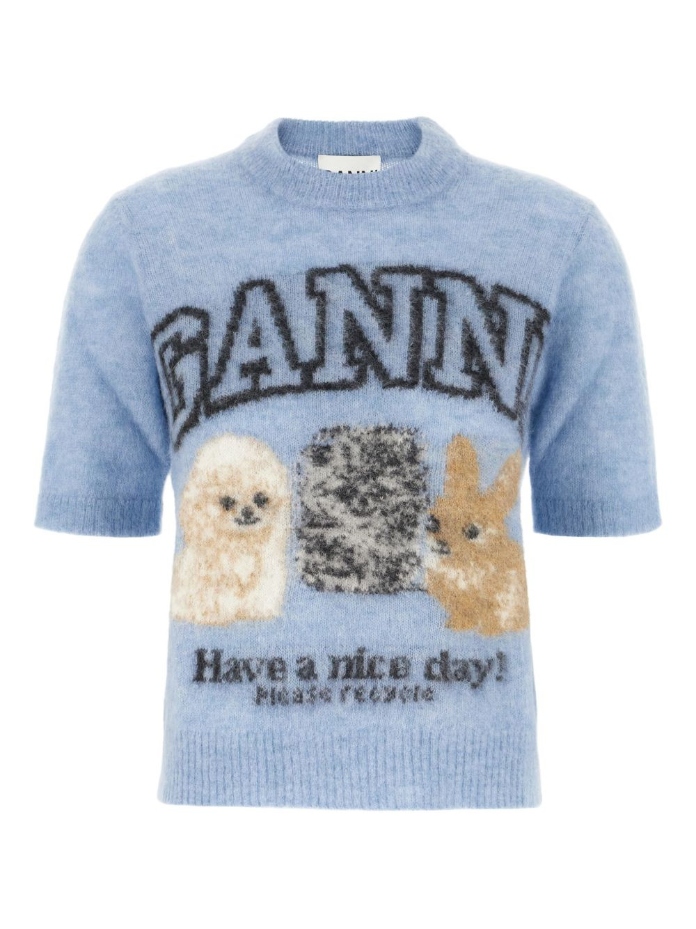 short-sleeve wool sweater - 1