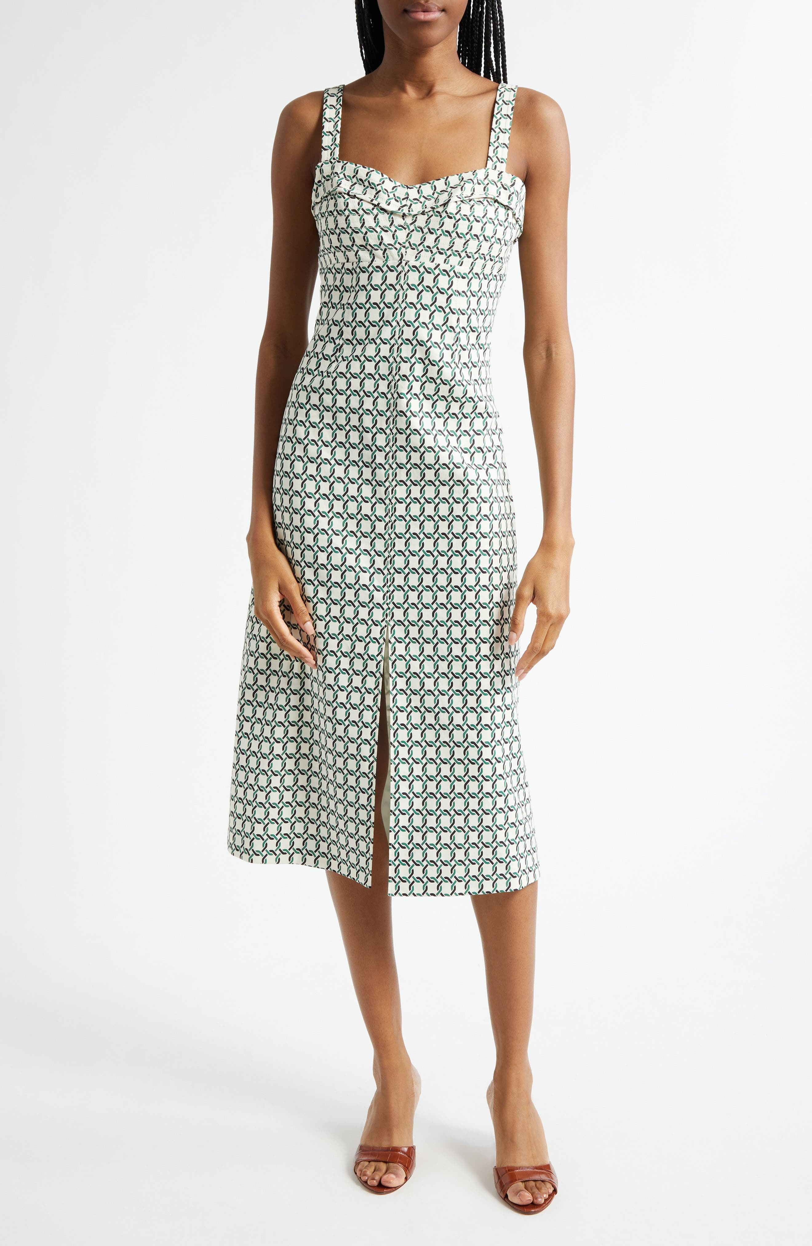 Veronica Beard Colleen Chain Print Cotton Blend Dress in Dove Multi at Nordstrom - 1