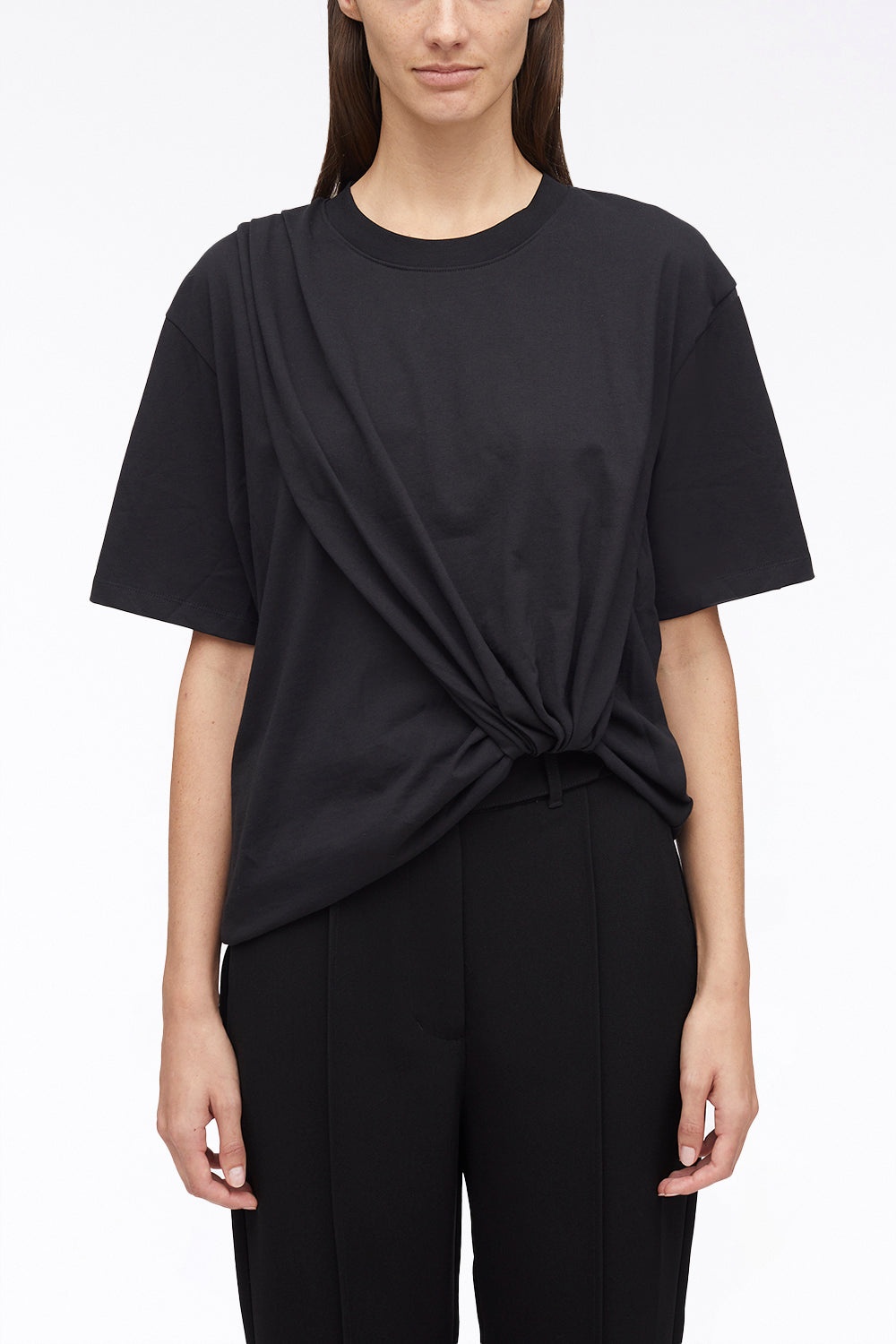 Short Sleeve Draped Cotton Jersey T-Shirt - 2