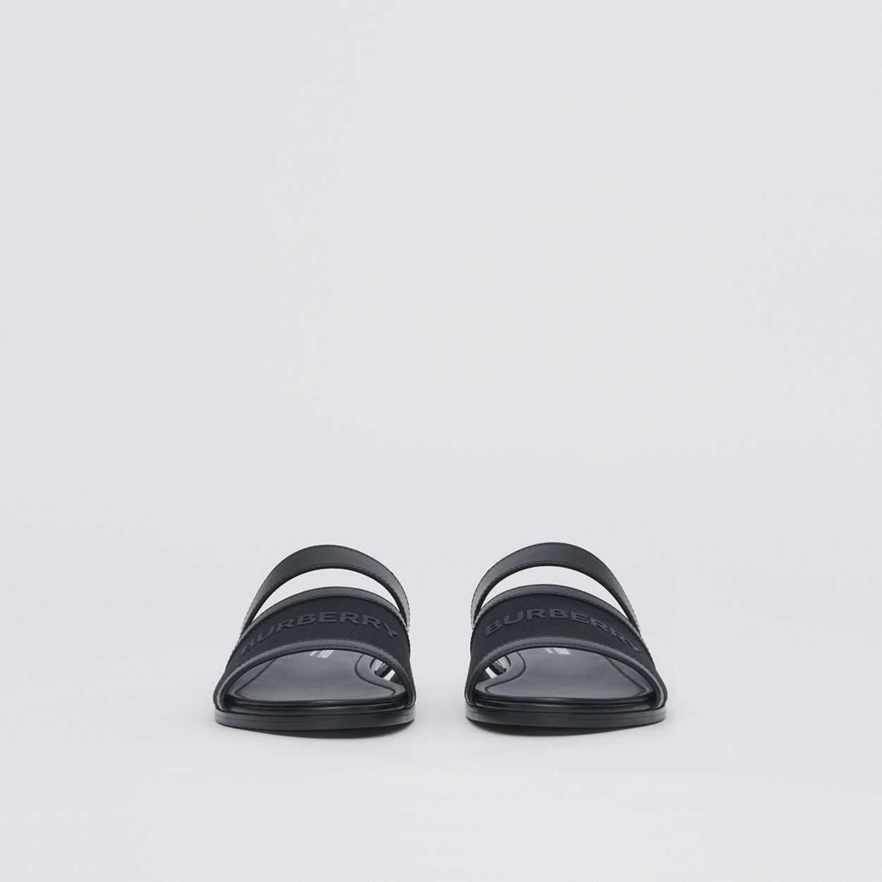 Logo Print Canvas and Leather Sandals - 5