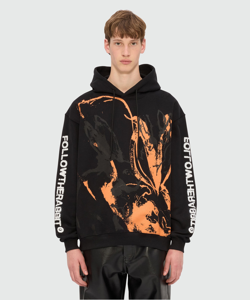 MSGM Black hoodie with "Sketched Bunnies" print outlook