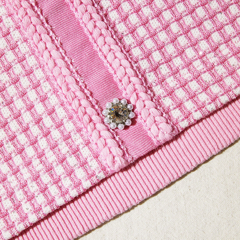 Pink Lurex Knitted Mini Skirt 5