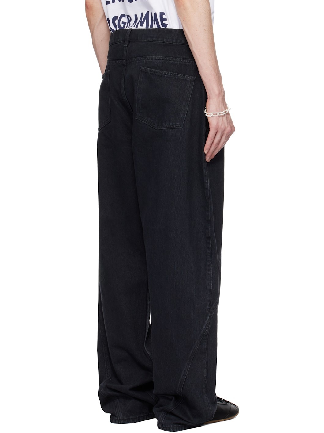 Black Twisted Workwear Denim Jeans - 3