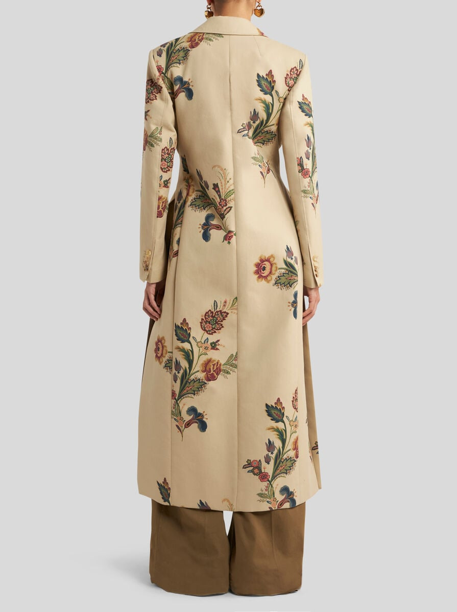 COTTON TRENCH COAT WITH FLORAL PRINT - 4