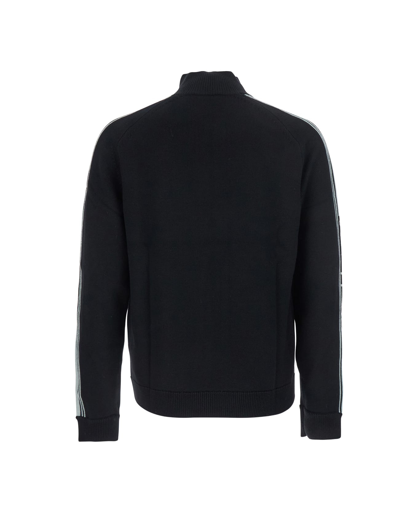 Black High Neck Sweatshirt With Logo Patch On The Front In Wool Man - 2