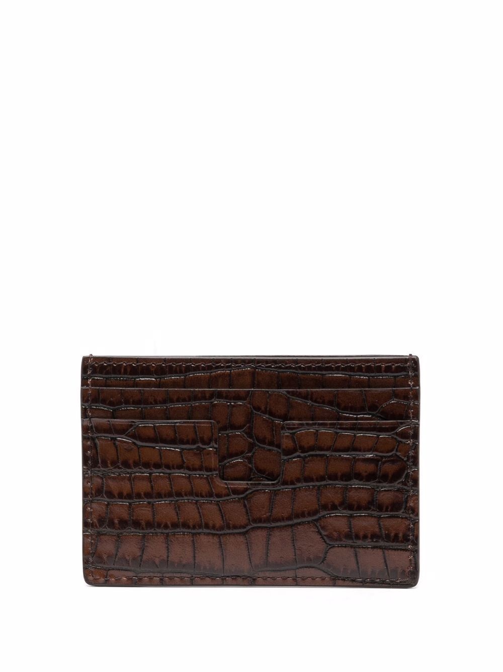 crocodile-effect leather cardholder - 2