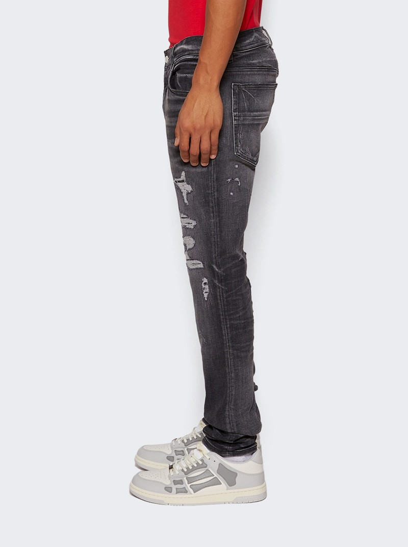 Distressed Staggered Logo Jean Rain Grey 4