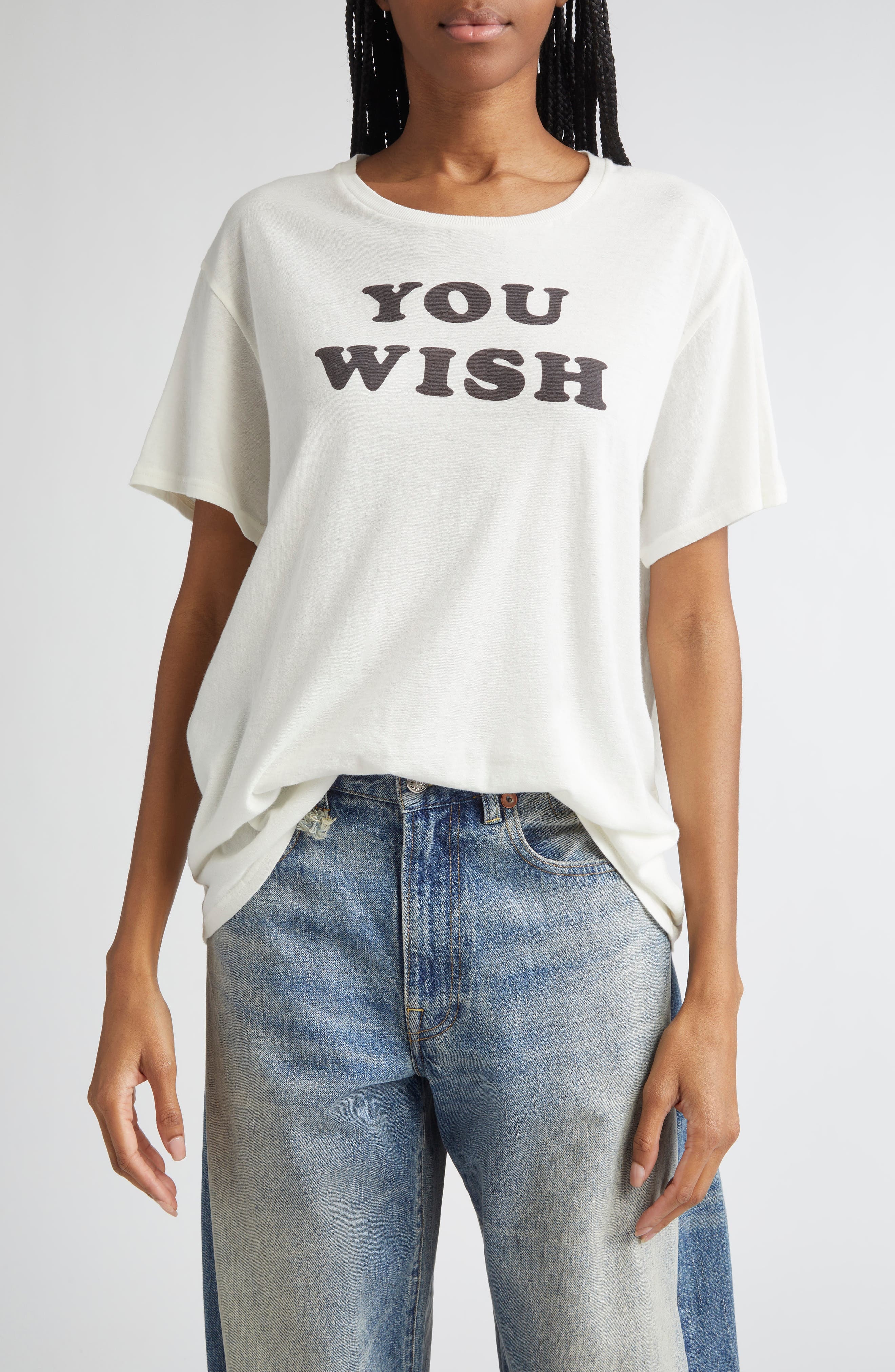 R13 You Wish Cotton & Cashmere Graphic T-Shirt in Ecru at Nordstrom - 1