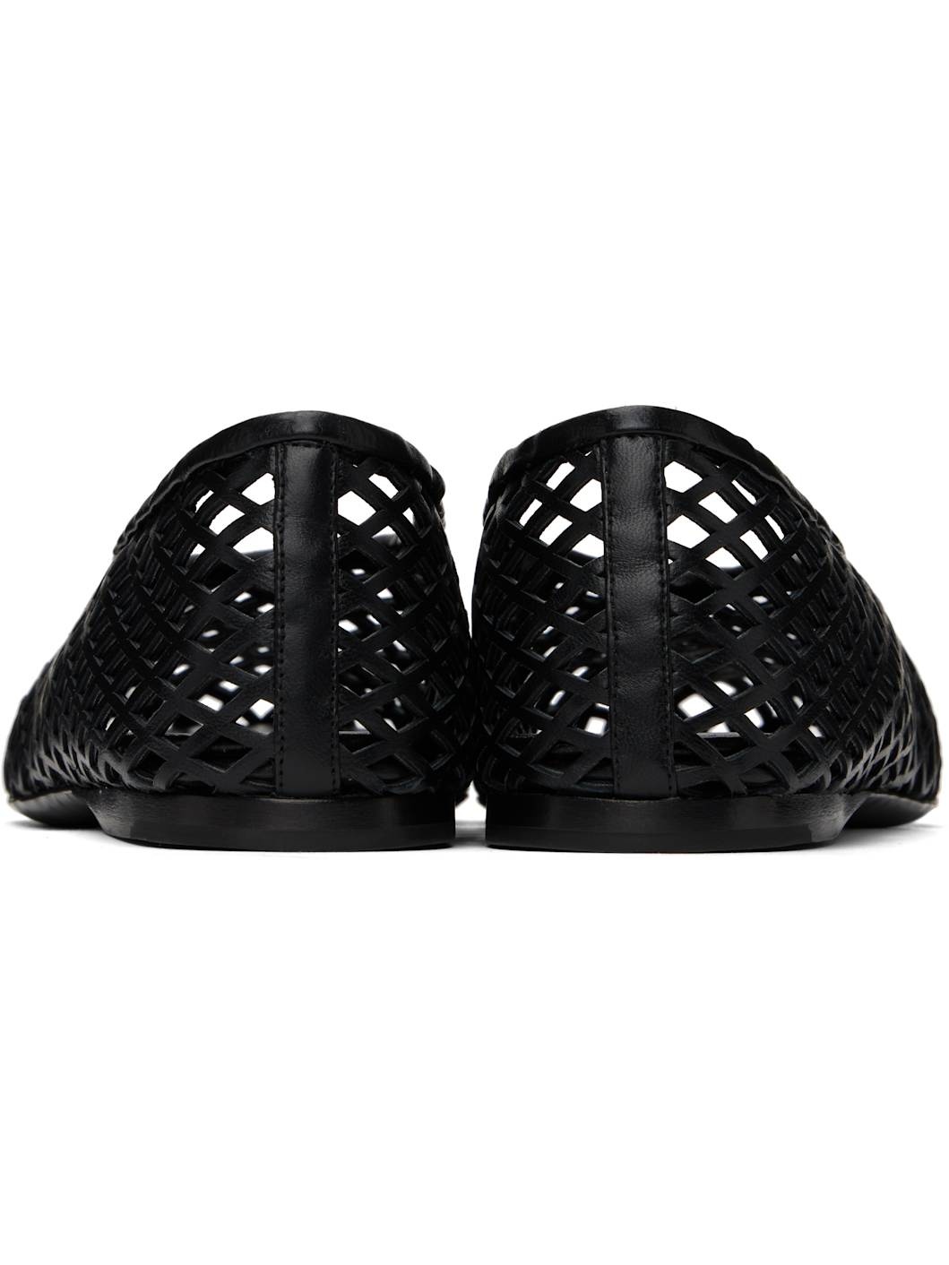 Black Tee Perforated Ballerina Flats - 2