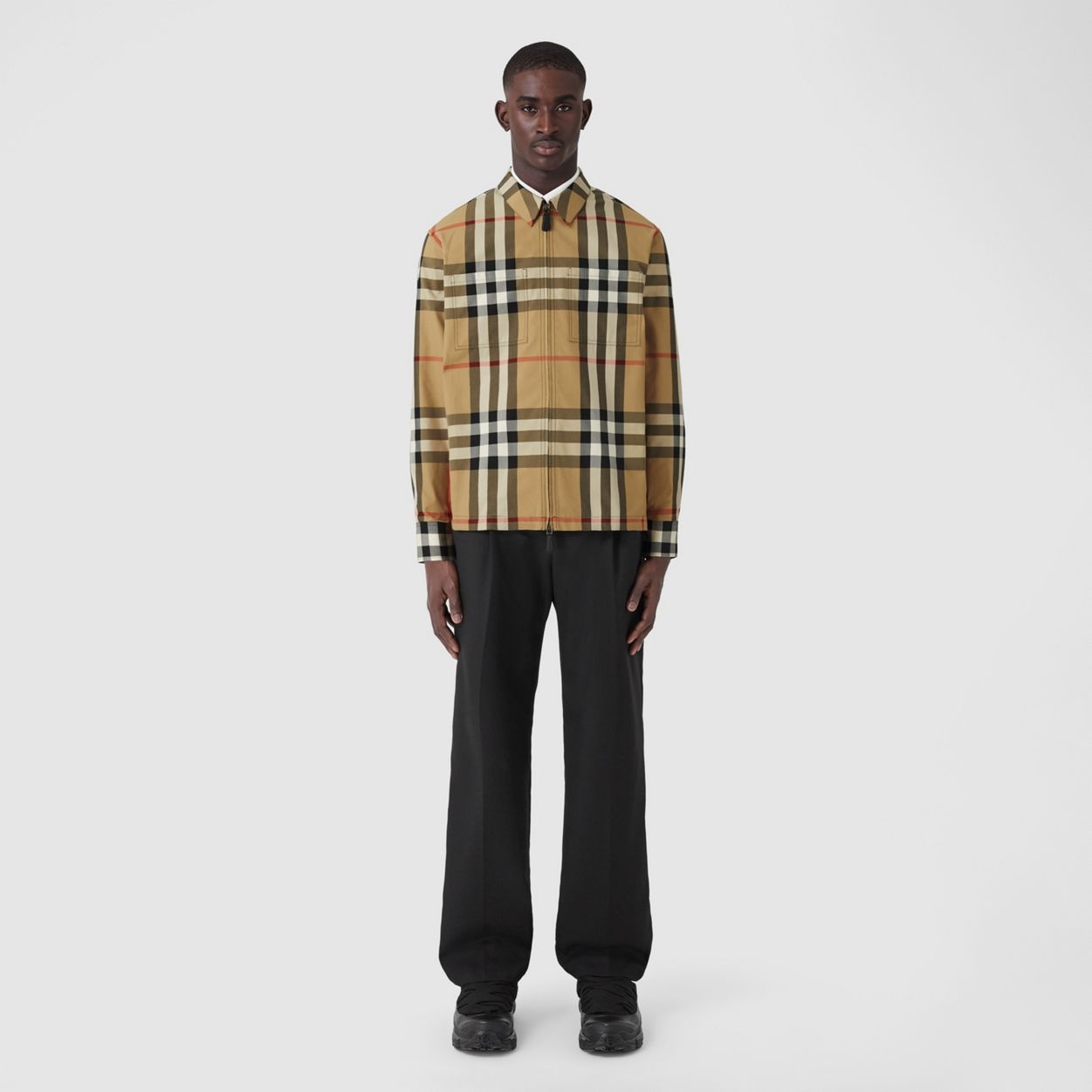 Exaggerated Check Cotton Oversized Shirt - 4